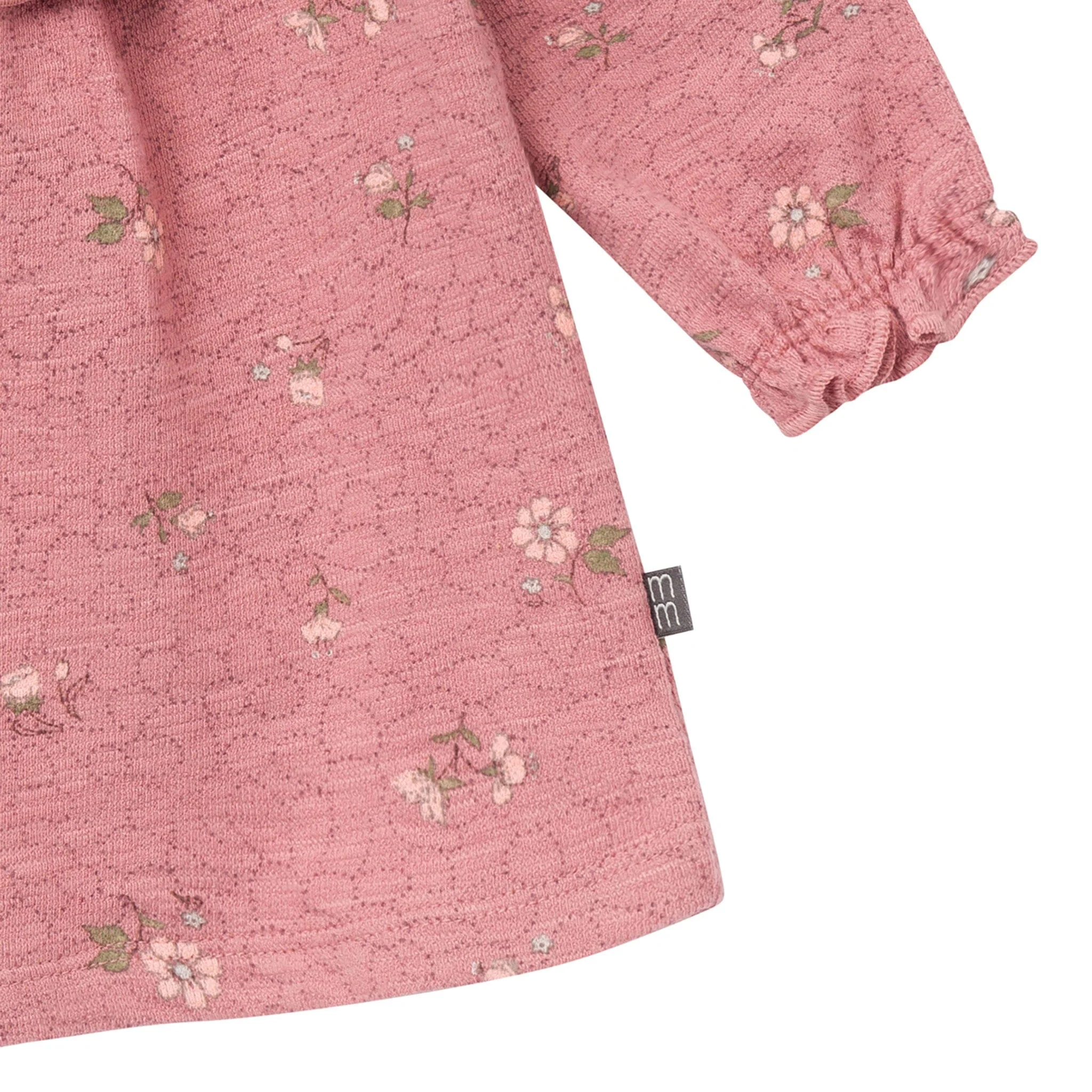 2-Piece Baby Girls Old Rose Floral Dress and Tights Set - Image 5