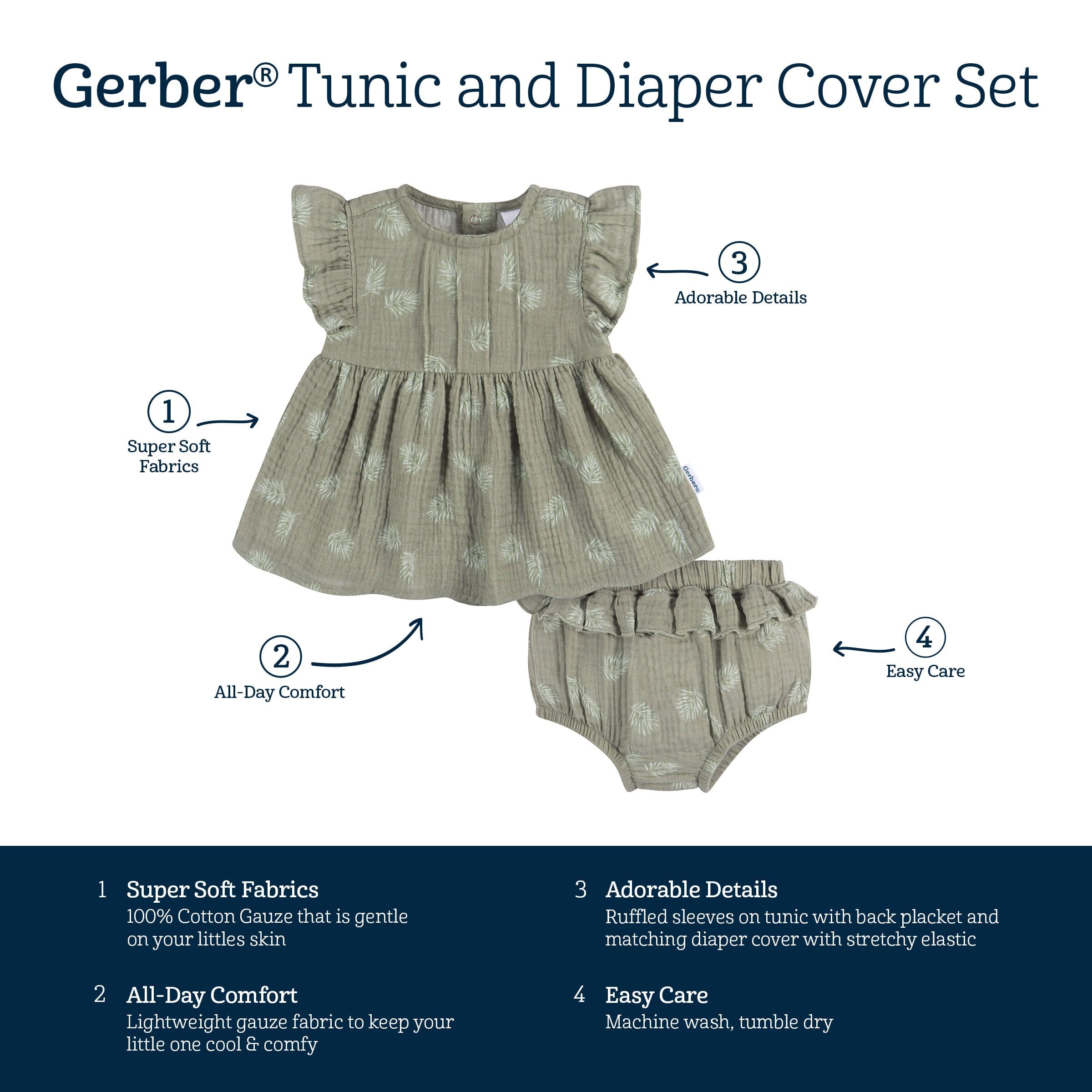 2-Piece Baby Girls Palms Tunic and Diaper Cover Set - Image 9