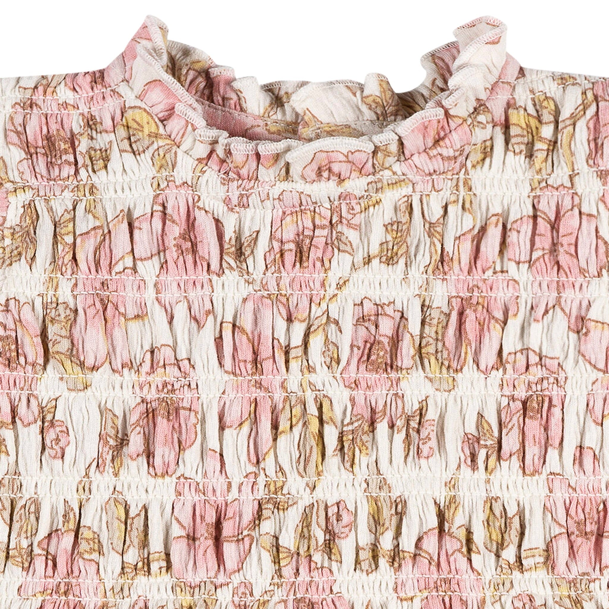 2-Piece Baby Girls Pink Floral Smocked Dress and Diaper Cover - Image 3