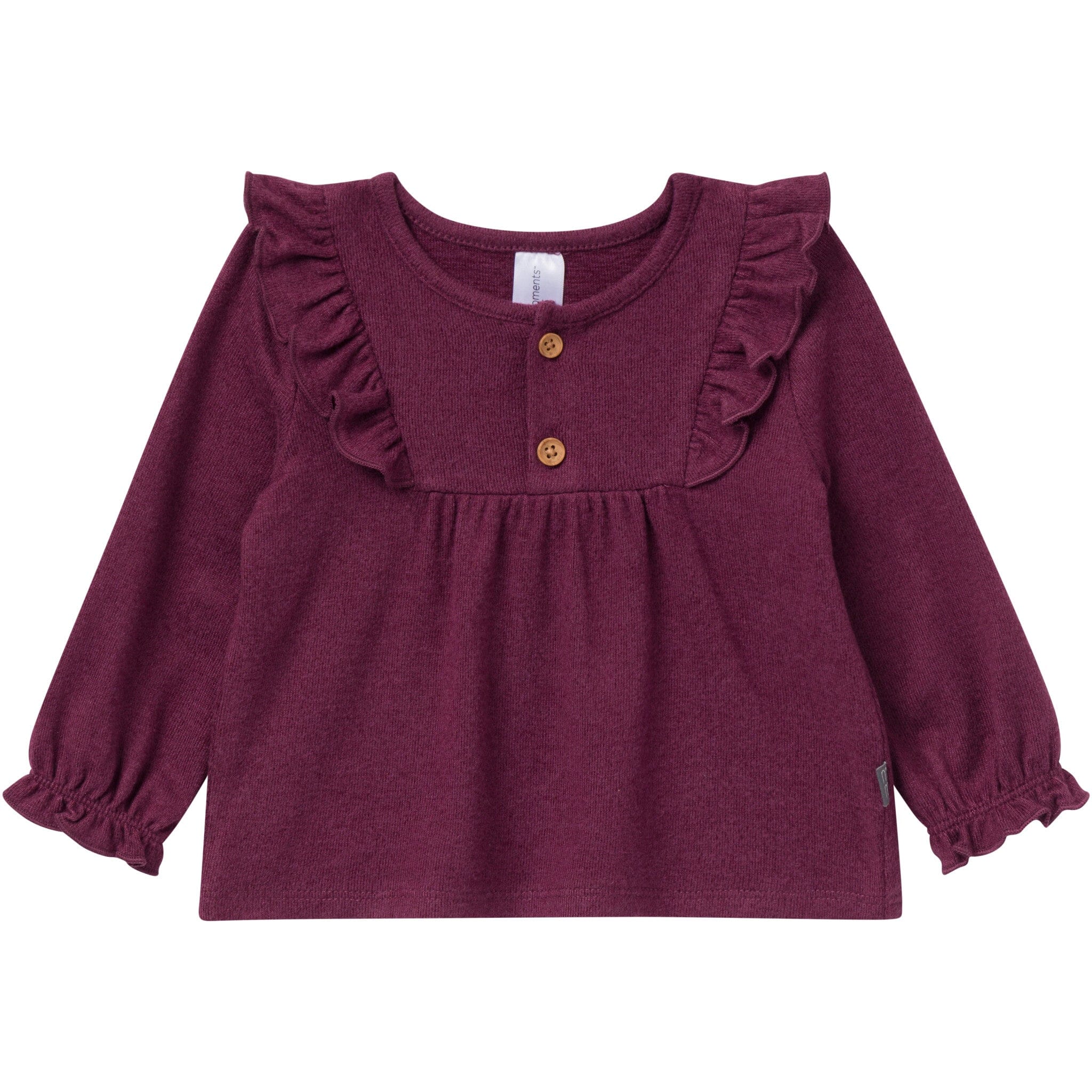 2-Piece Baby Girls Burgundy Heather Hacci Ruffle Top and Pant Set - Image 2