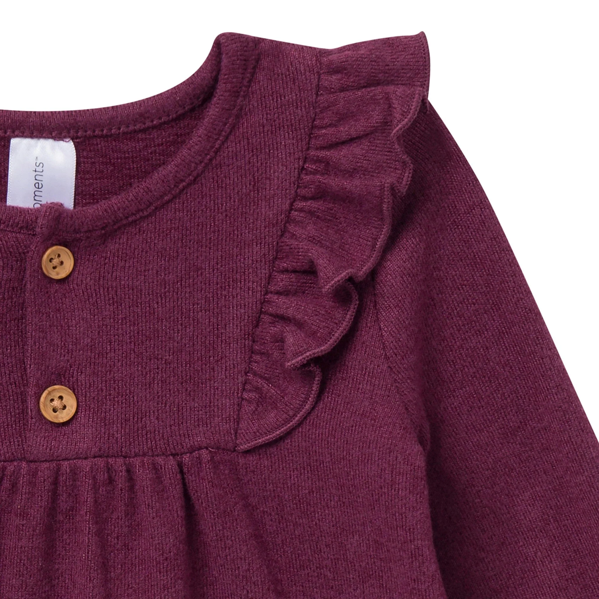 2-Piece Baby Girls Burgundy Heather Hacci Ruffle Top and Pant Set - Image 3