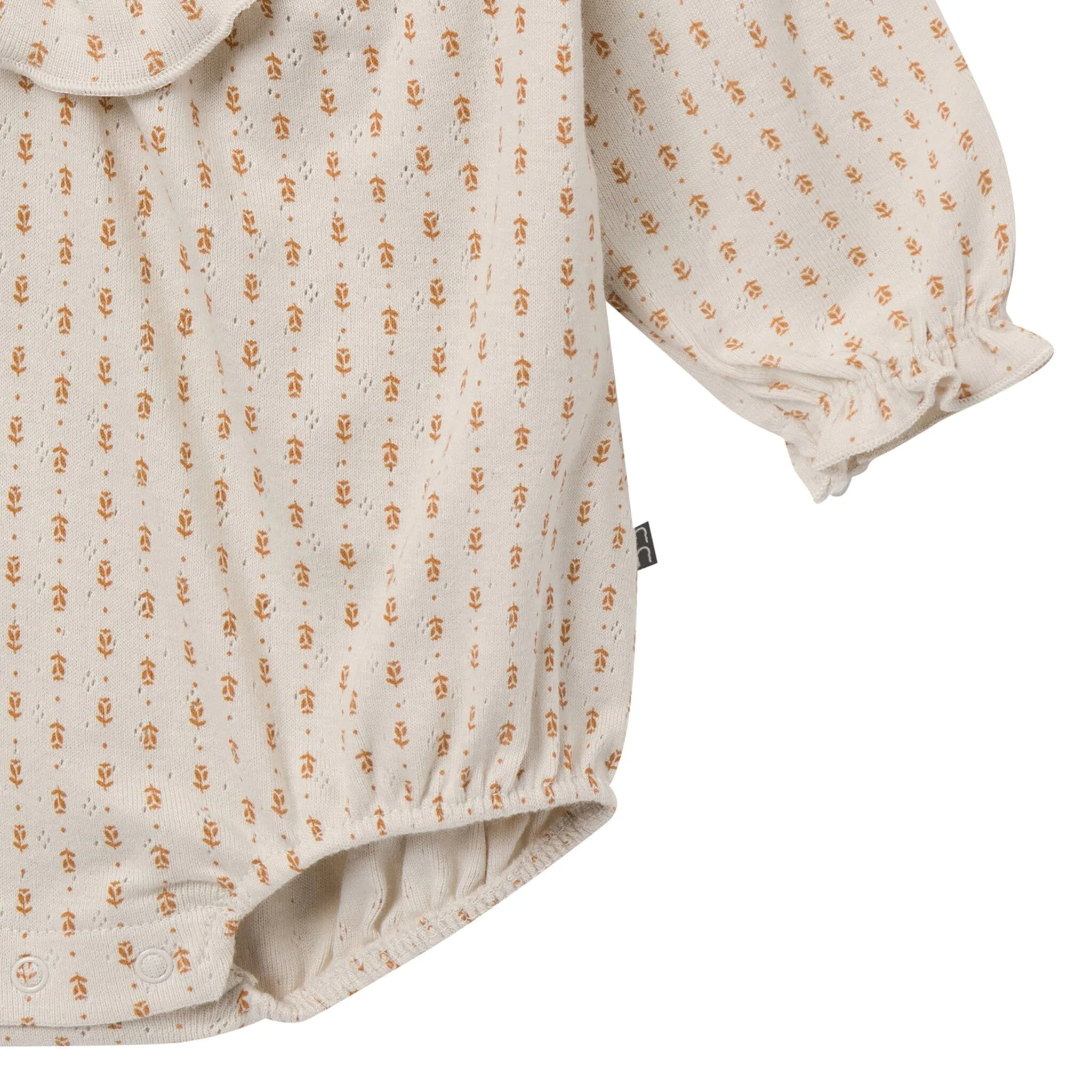 2-Piece Baby Girls Brown Fleur Bubble Romper and Tights - Image 4