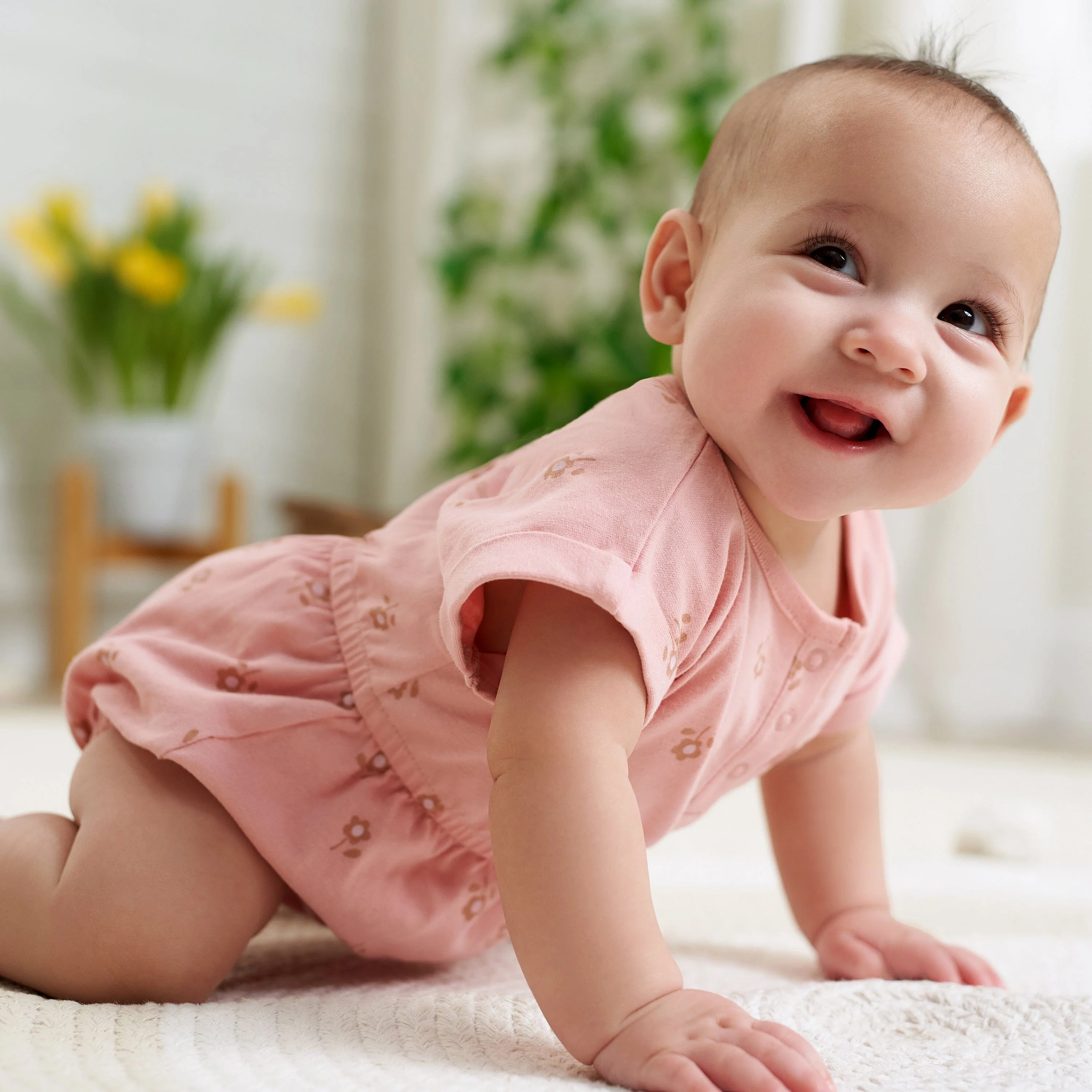 2-Pack Baby Girls Retro Floral Rompers - Image 2