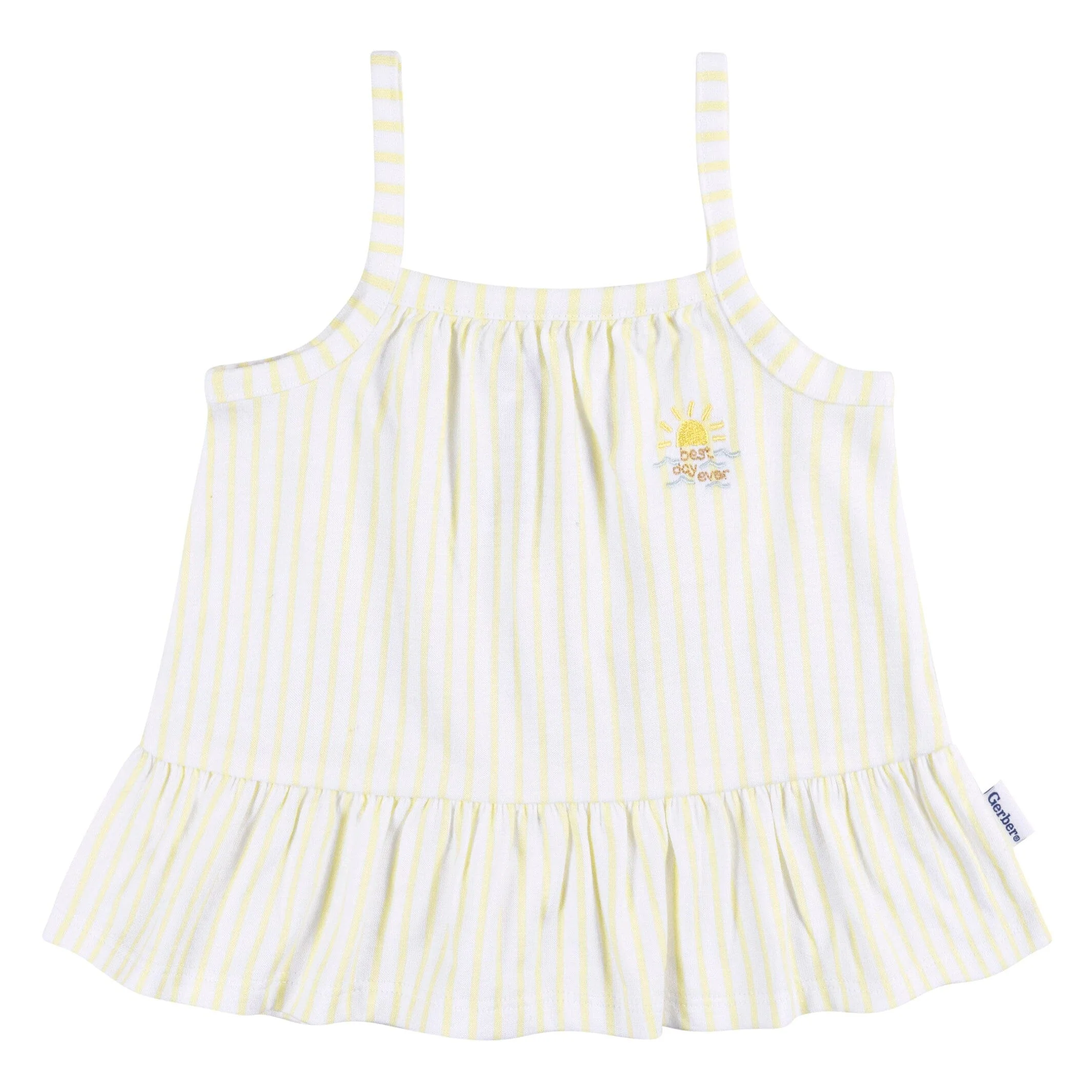 2-Piece Baby Girls Yellow Stripe Tank Top & Diaper Cover Set - Image 3