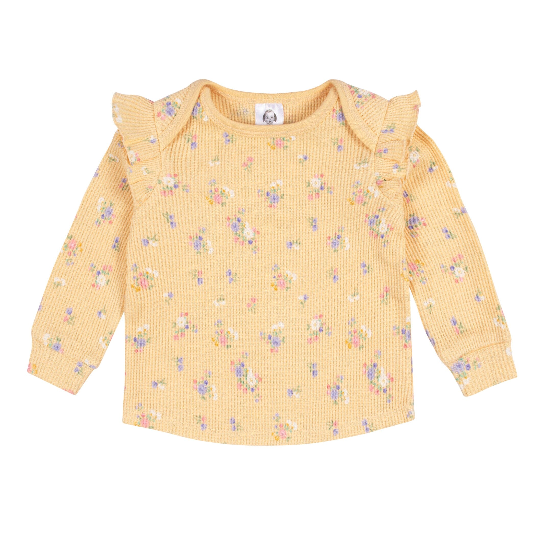 2-Piece Baby Girls Yellow Floral Top & Jogger Set - Image 2