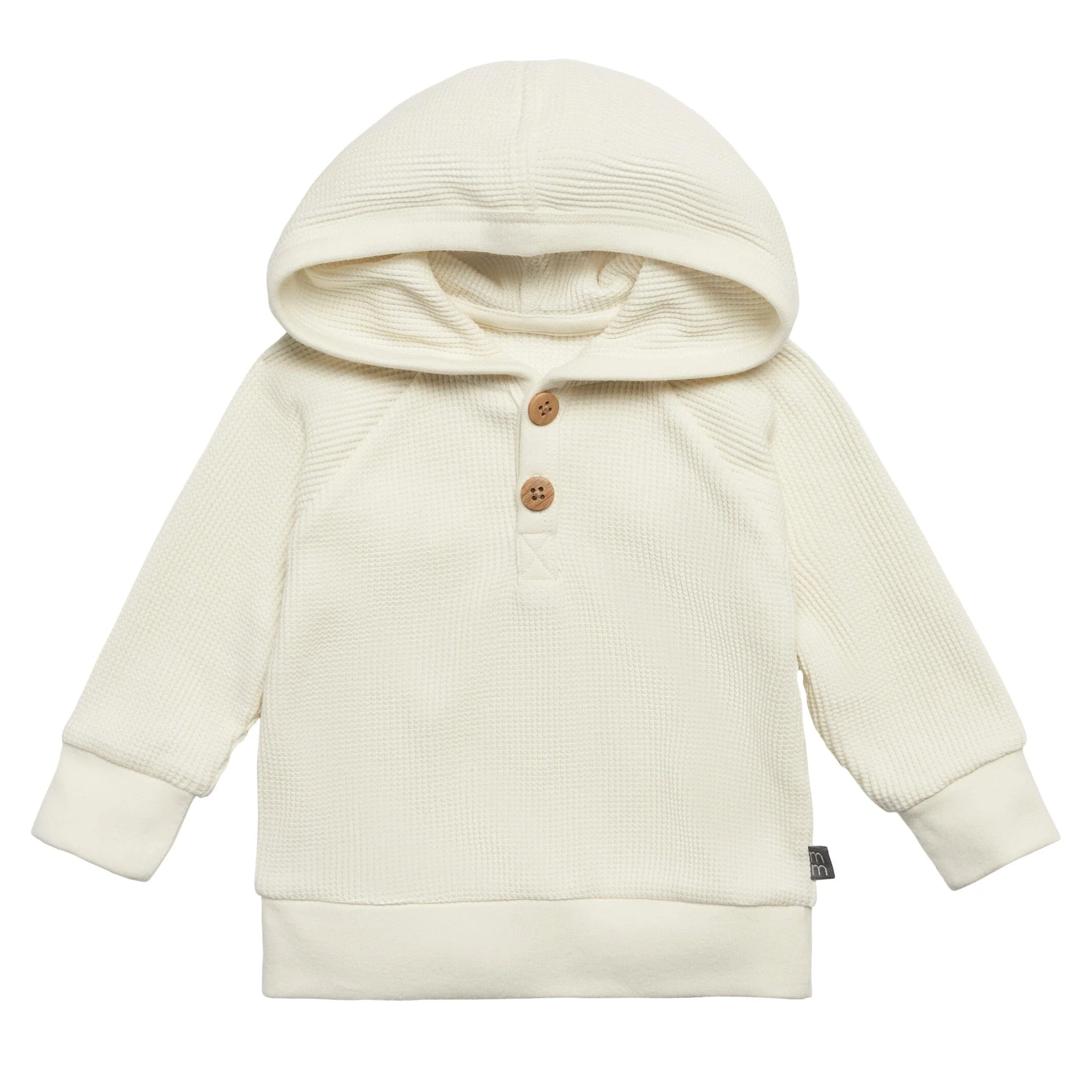 2-Piece Baby Neutral Ivory Waffle Hoodie and Pant Set - Image 2