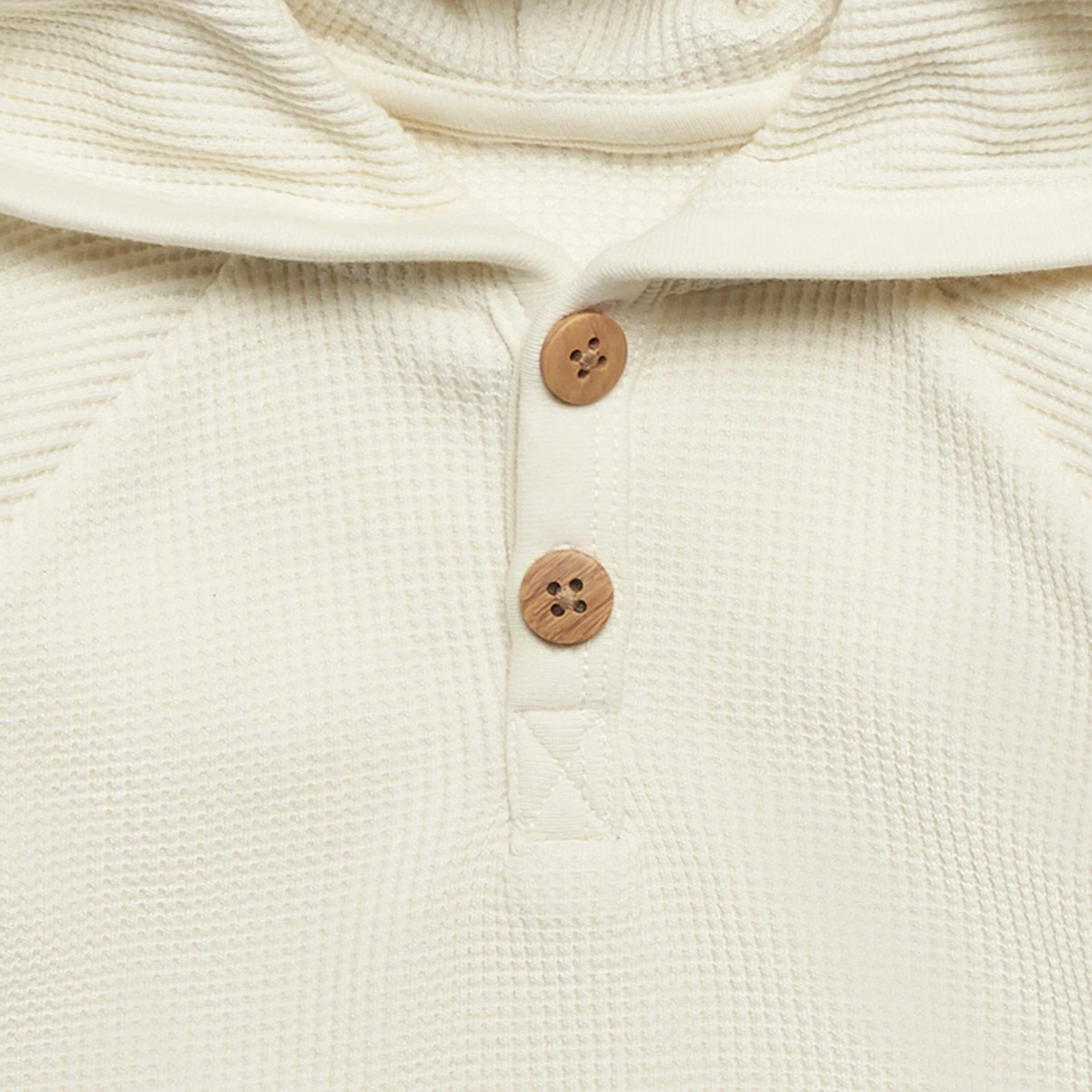 2-Piece Baby Neutral Ivory Waffle Hoodie and Pant Set - Image 3