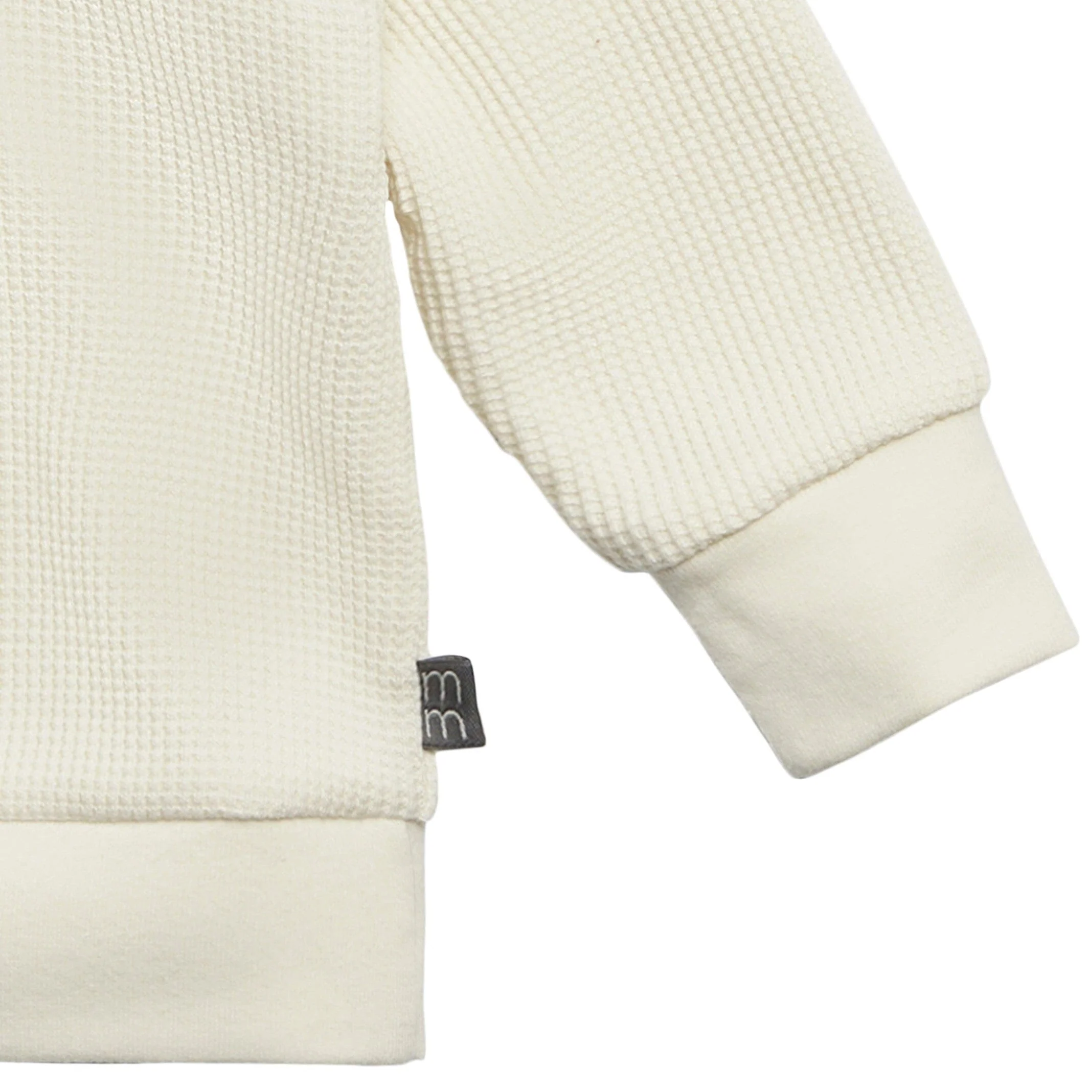 2-Piece Baby Neutral Ivory Waffle Hoodie and Pant Set - Image 4