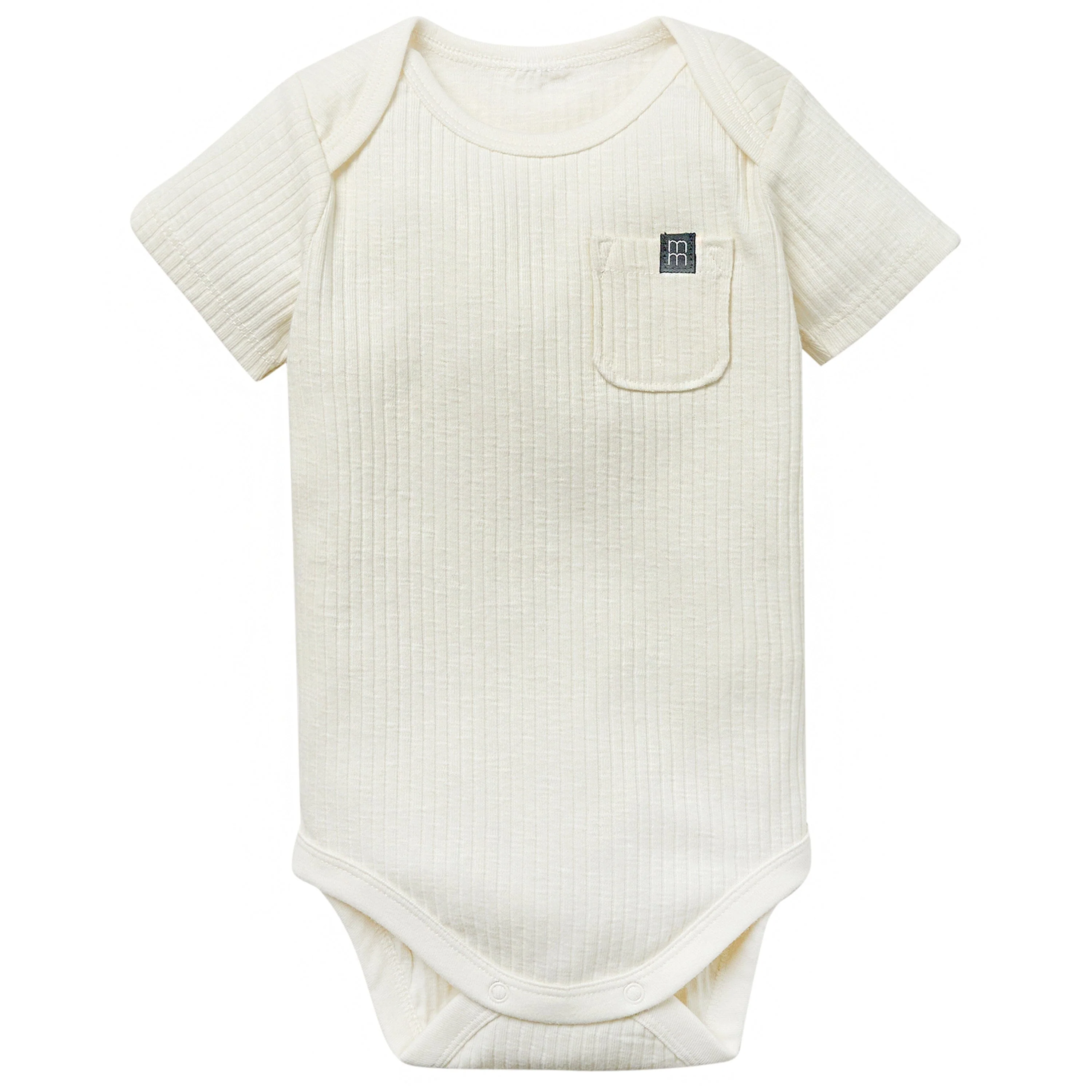2-Piece Baby Neutral Ivory Stripe Short Sleeve Bodysuit & Pants Set - Image 2