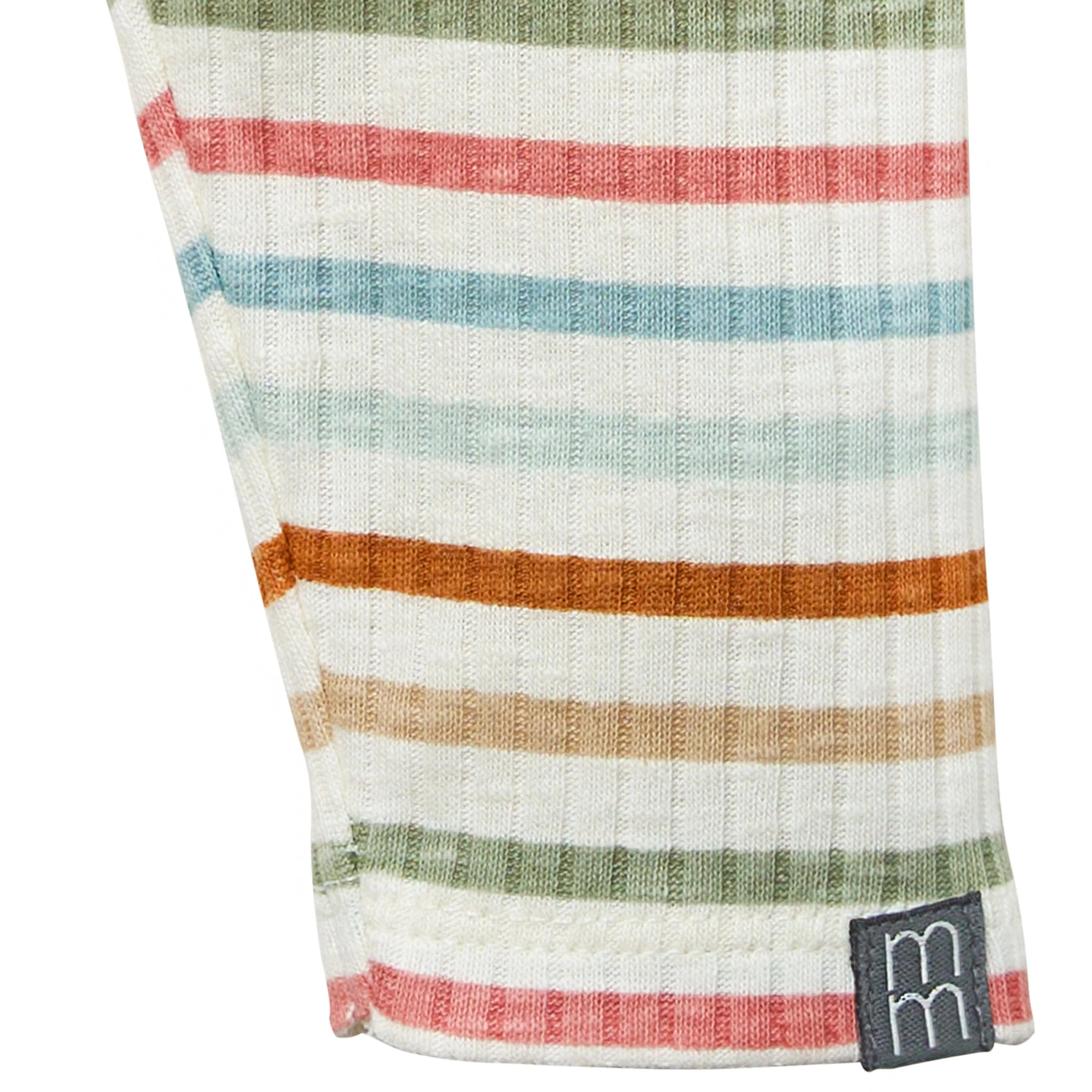 2-Piece Baby Neutral Ivory Stripe Short Sleeve Bodysuit & Pants Set - Image 9