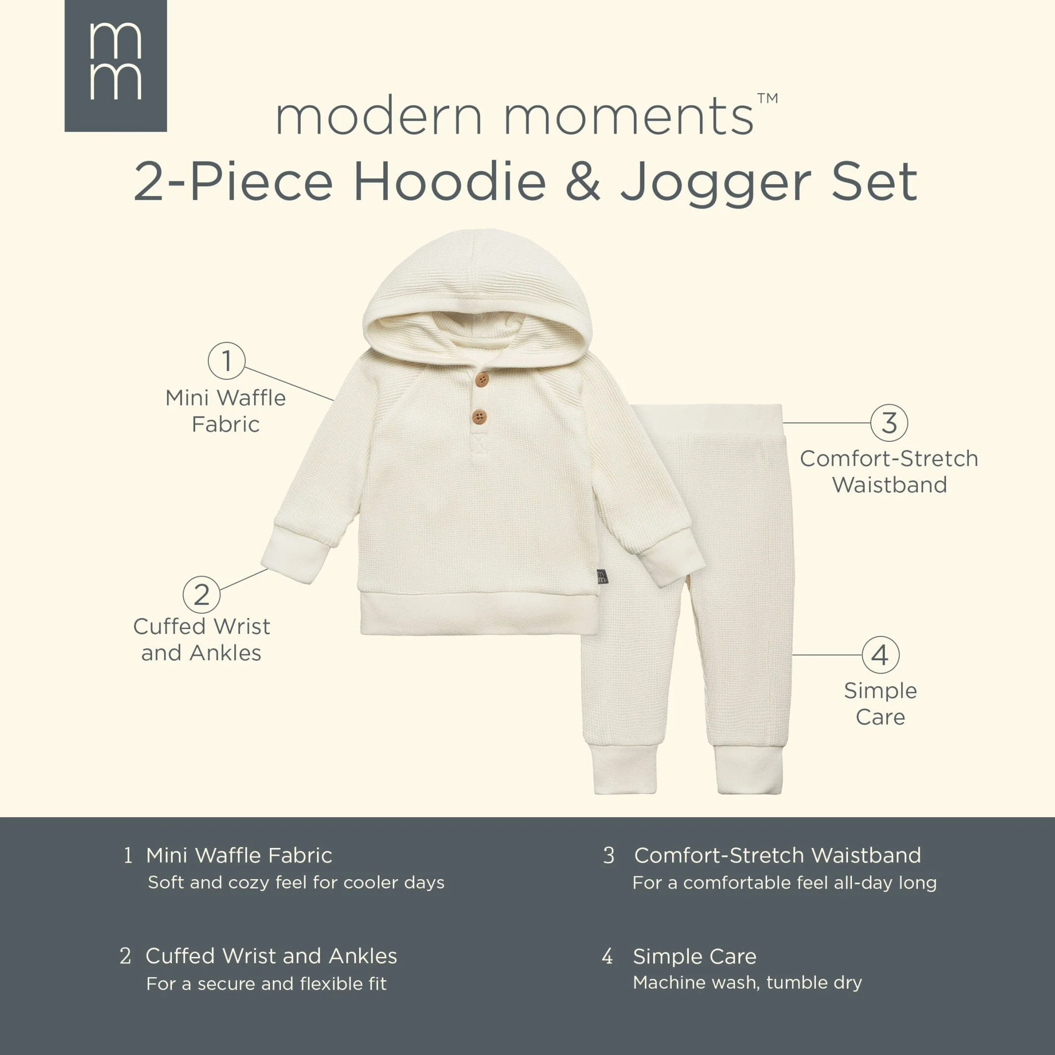 2-Piece Baby Neutral Medium Sky Hoodie and Pant Set - Image 9