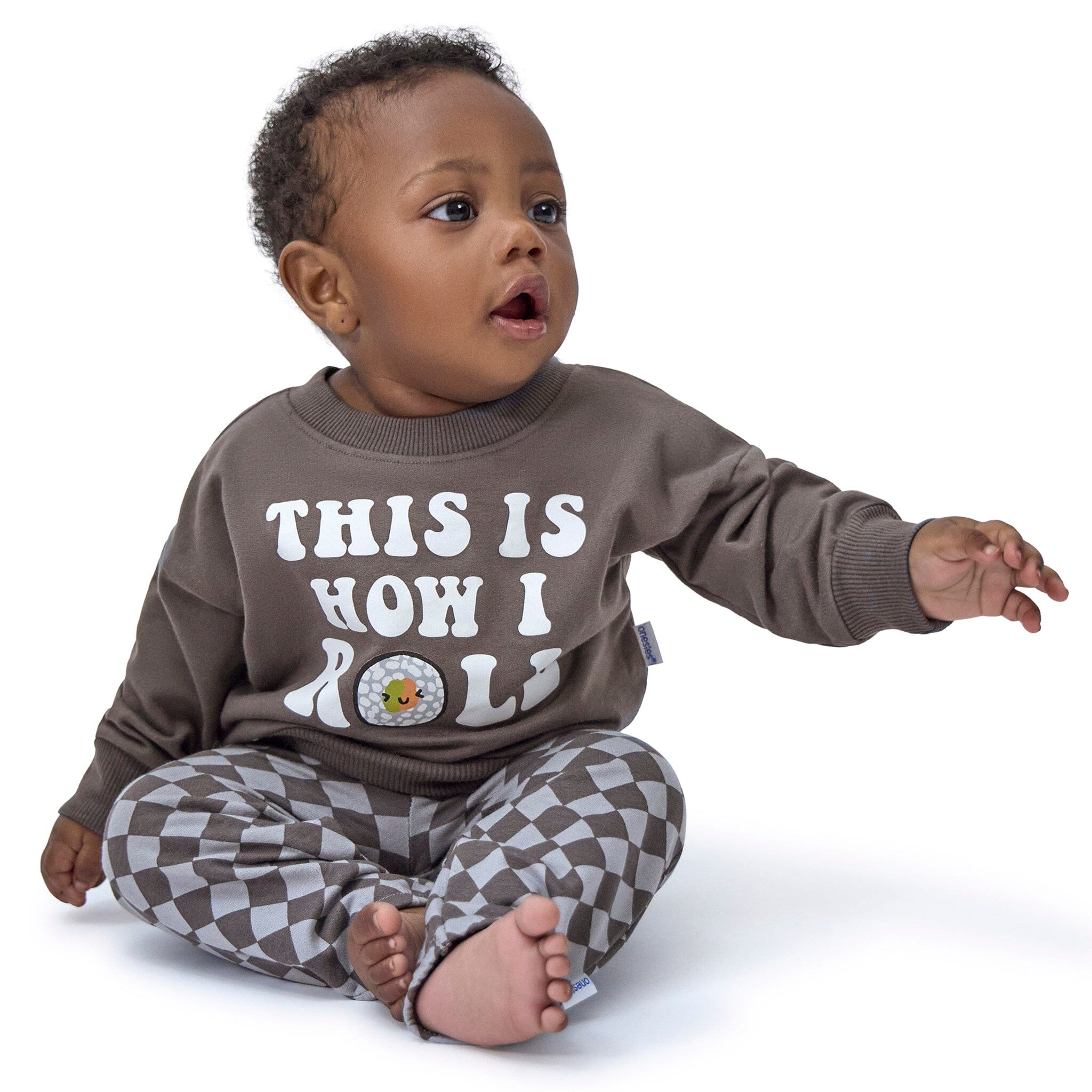 2-Piece Baby Neutral Sushi Roll Sweatshirt Set - Image 4