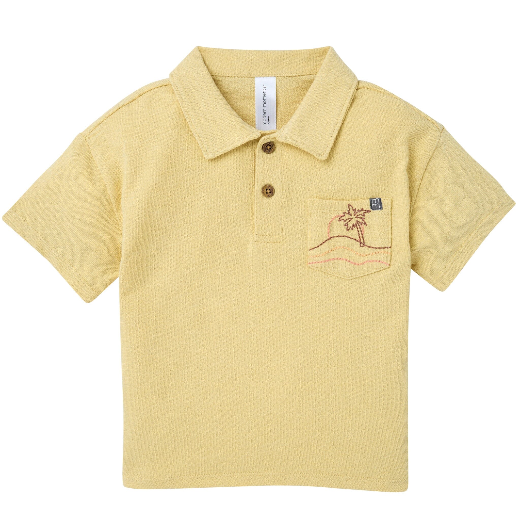 2-Piece Boys Yellow Palm Tree Polo Shirt and Shorts Set - Image 2