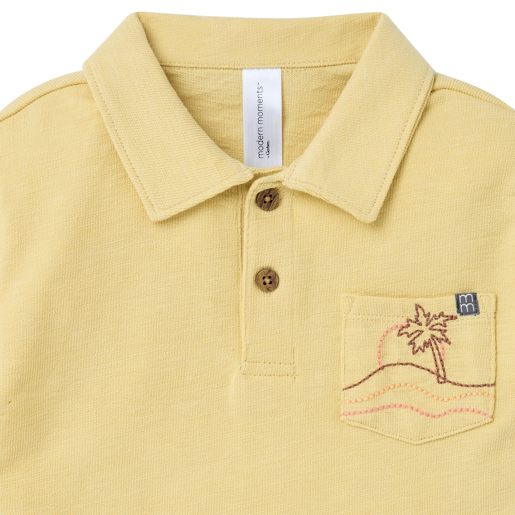 2-Piece Boys Yellow Palm Tree Polo Shirt and Shorts Set - Image 3