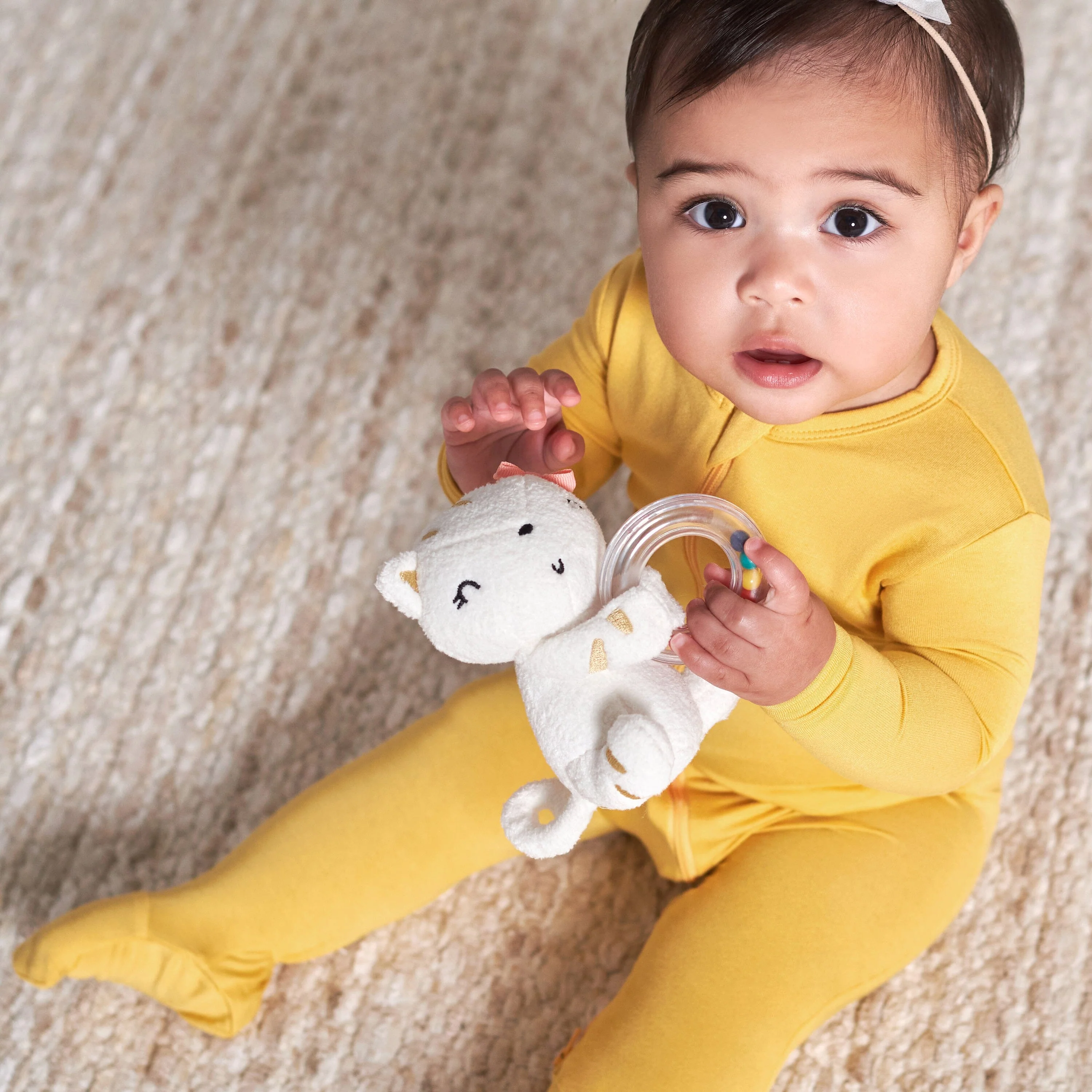 2-Piece Baby Girls Cat & Mouse Rattle and Teether Set - Image 2