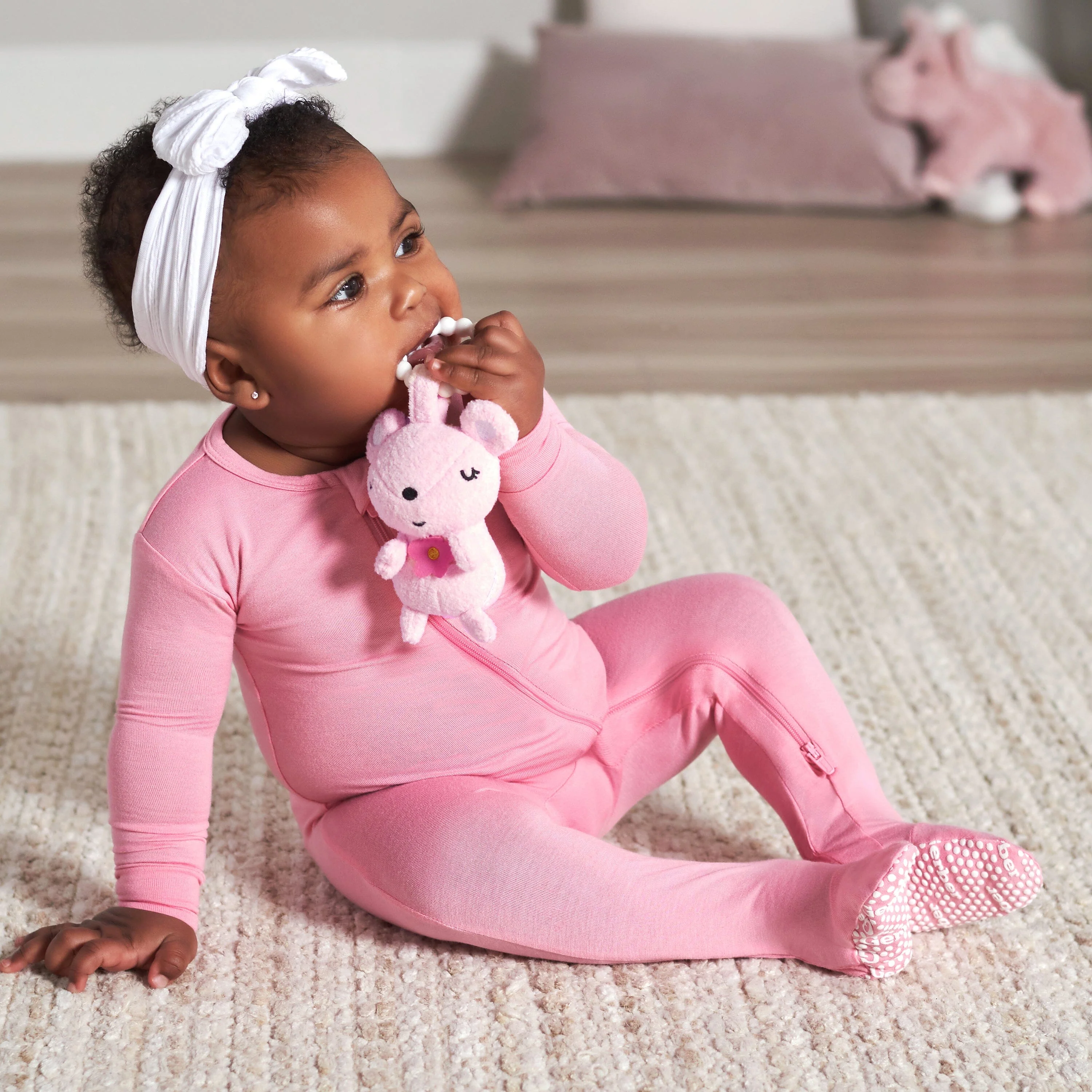 2-Piece Baby Girls Cat & Mouse Rattle and Teether Set - Image 3