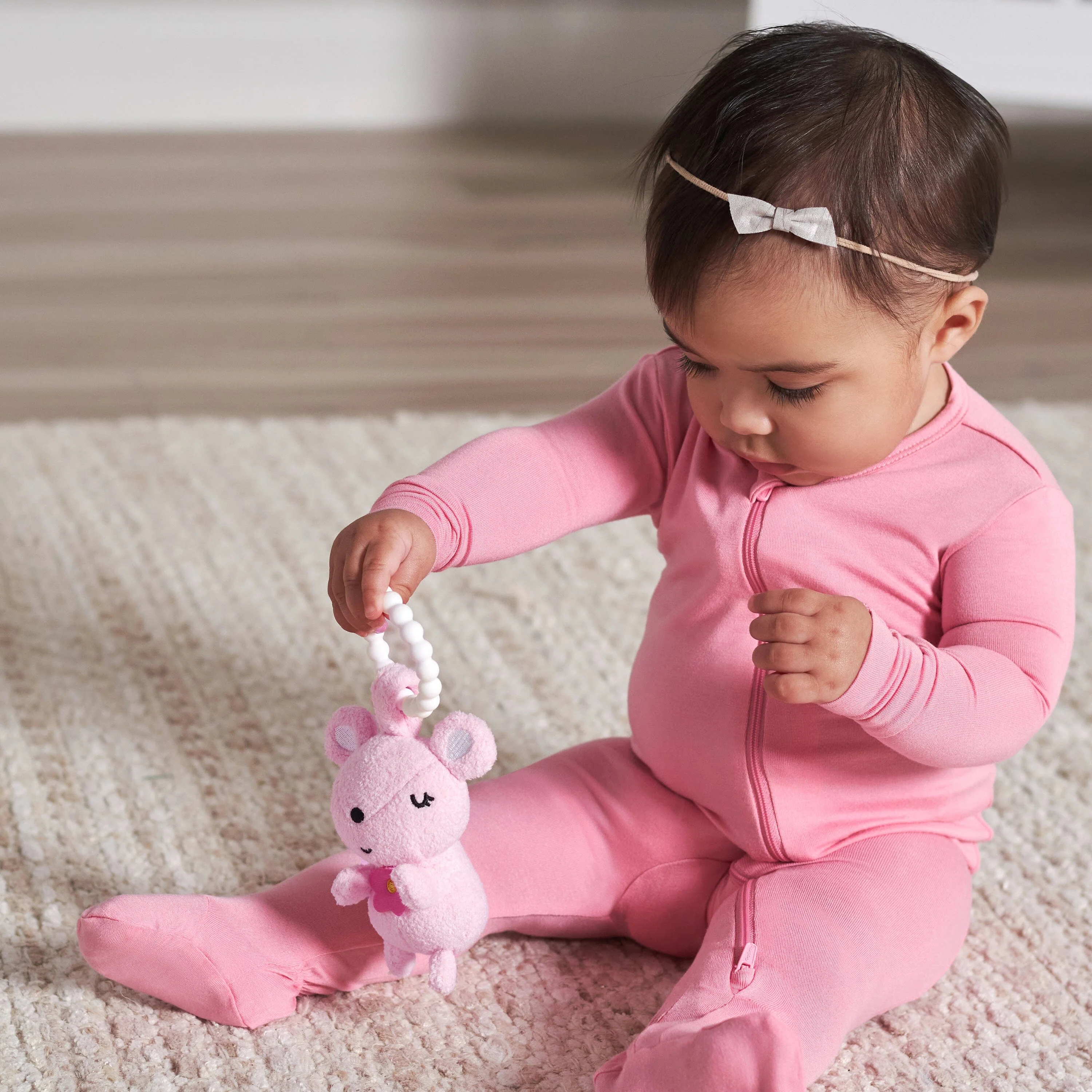 2-Piece Baby Girls Cat & Mouse Rattle and Teether Set - Image 4