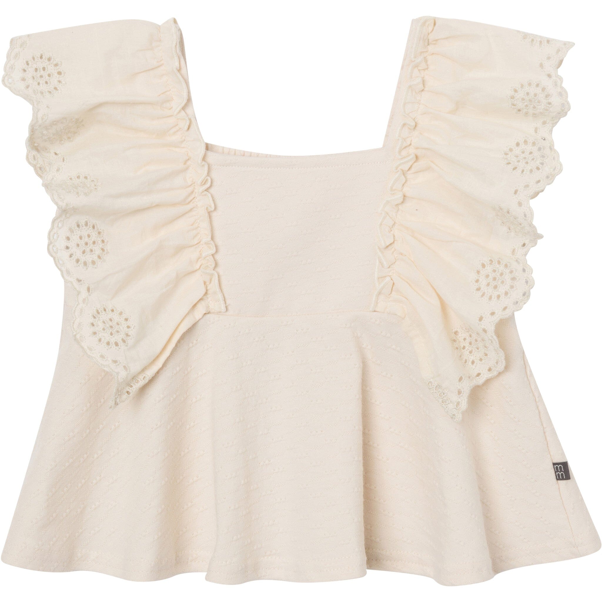 2-Piece Girls Off White Eyelet Top and Shorts Set - Image 2