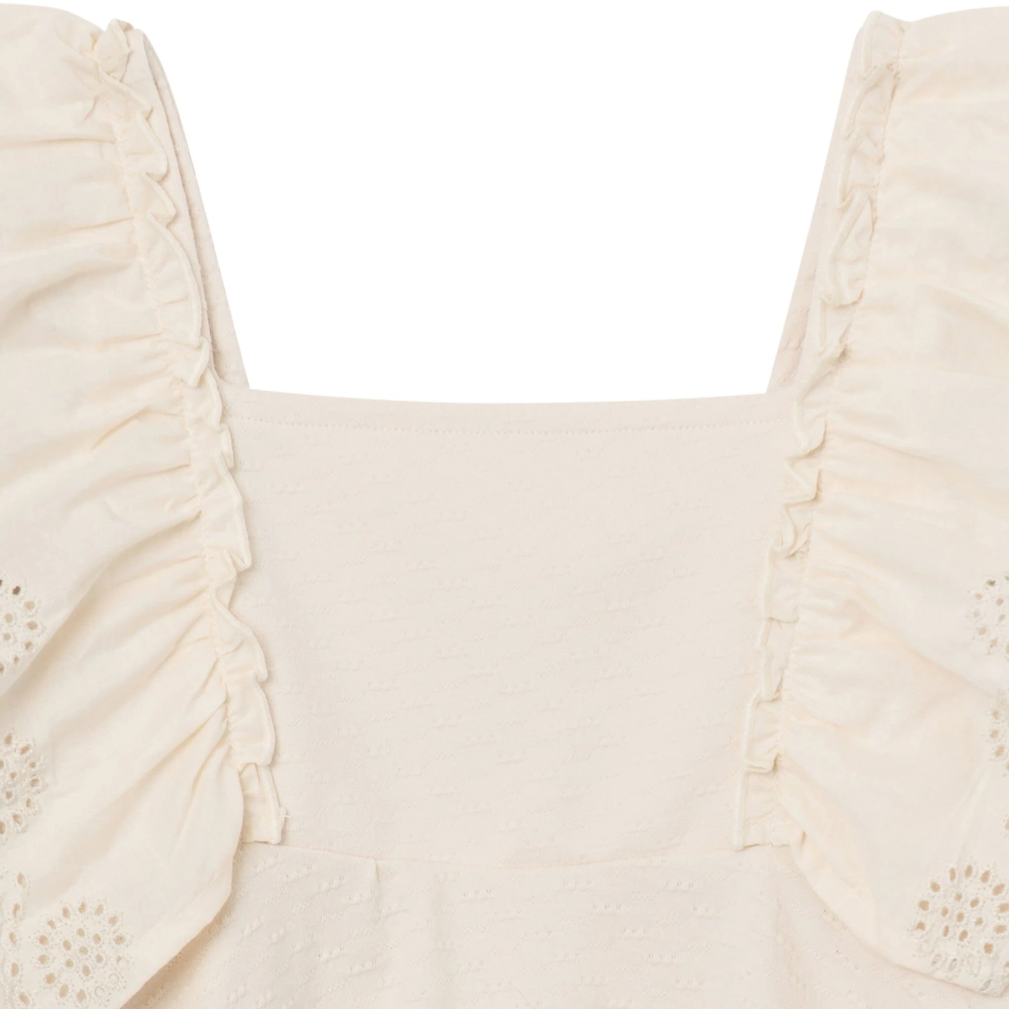 2-Piece Girls Off White Eyelet Top and Shorts Set - Image 3