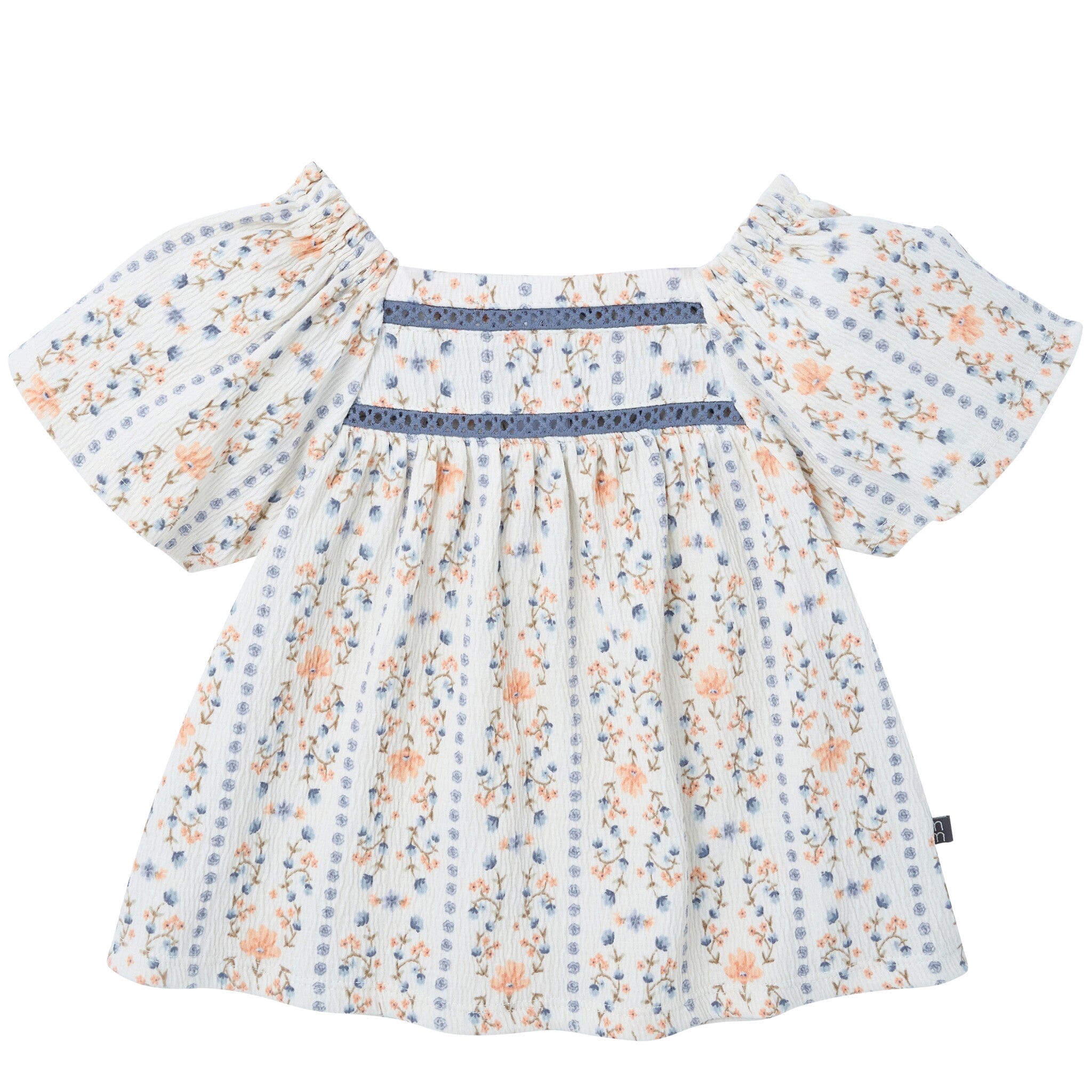 2-Piece Girls Floral Stripe Top and Shorts Set - Image 2