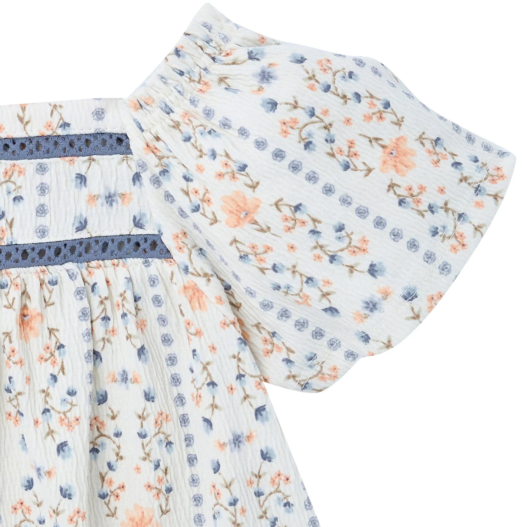 2-Piece Girls Floral Stripe Top and Shorts Set - Image 3