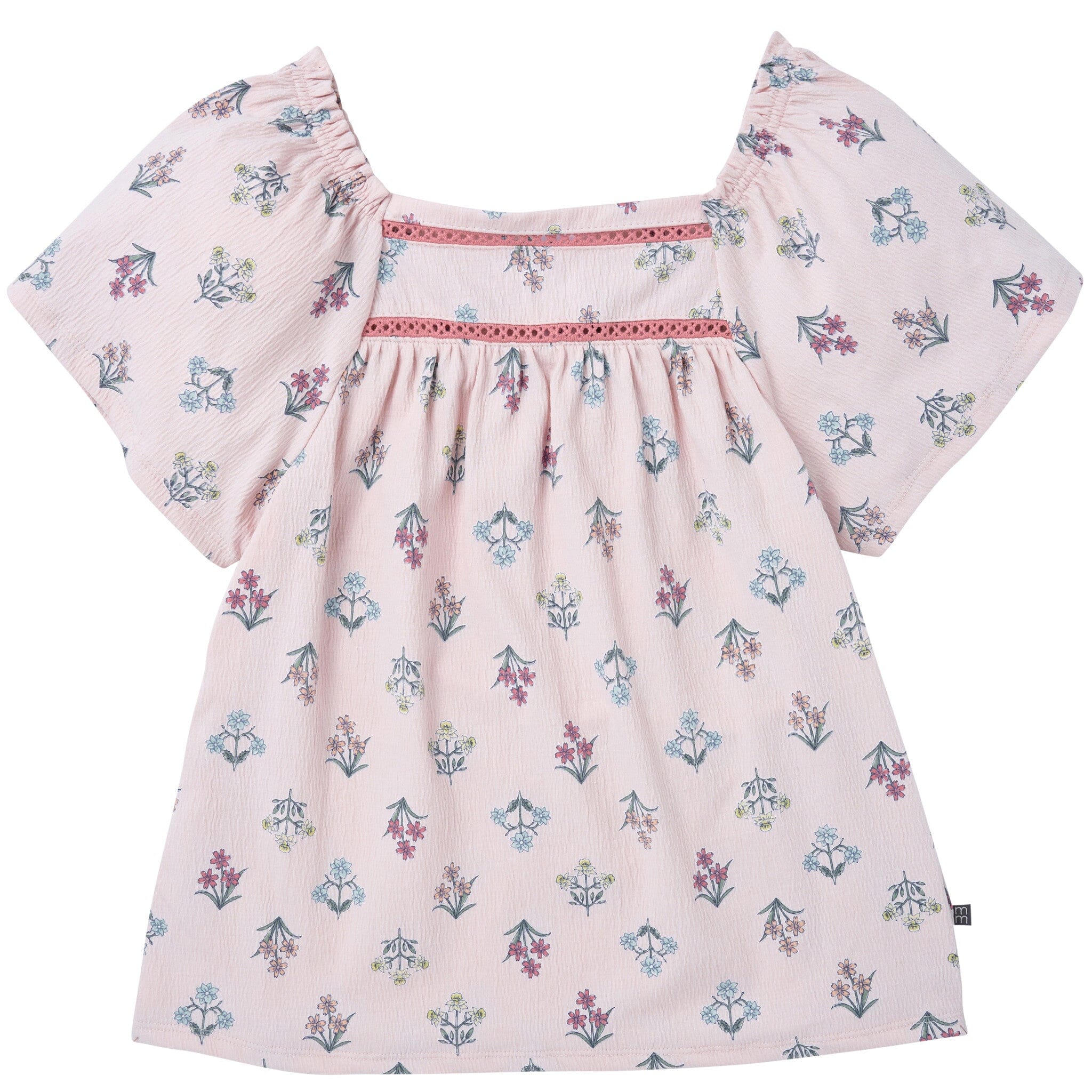 2-Piece Girls Pink Floral Top and Shorts Set - Image 2