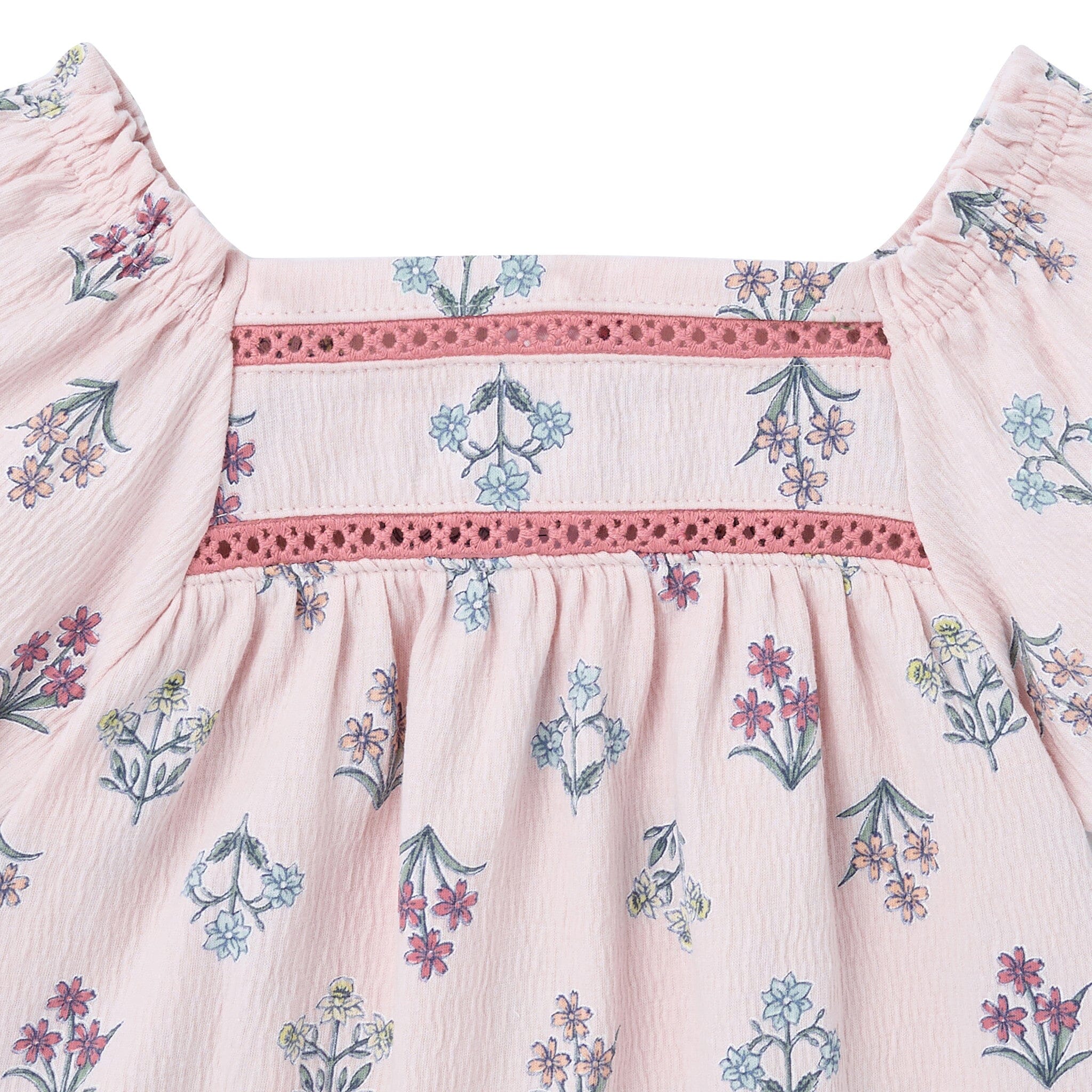 2-Piece Girls Pink Floral Top and Shorts Set - Image 3