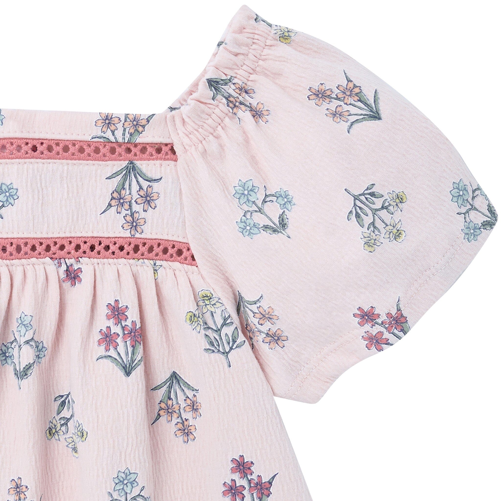 2-Piece Girls Pink Floral Top and Shorts Set - Image 4