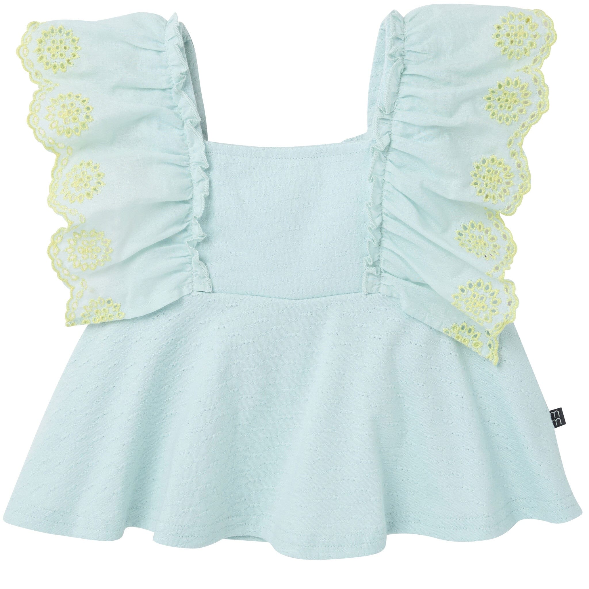 2-Piece Girls Misty Blue Eyelet Top and Shorts Set - Image 2