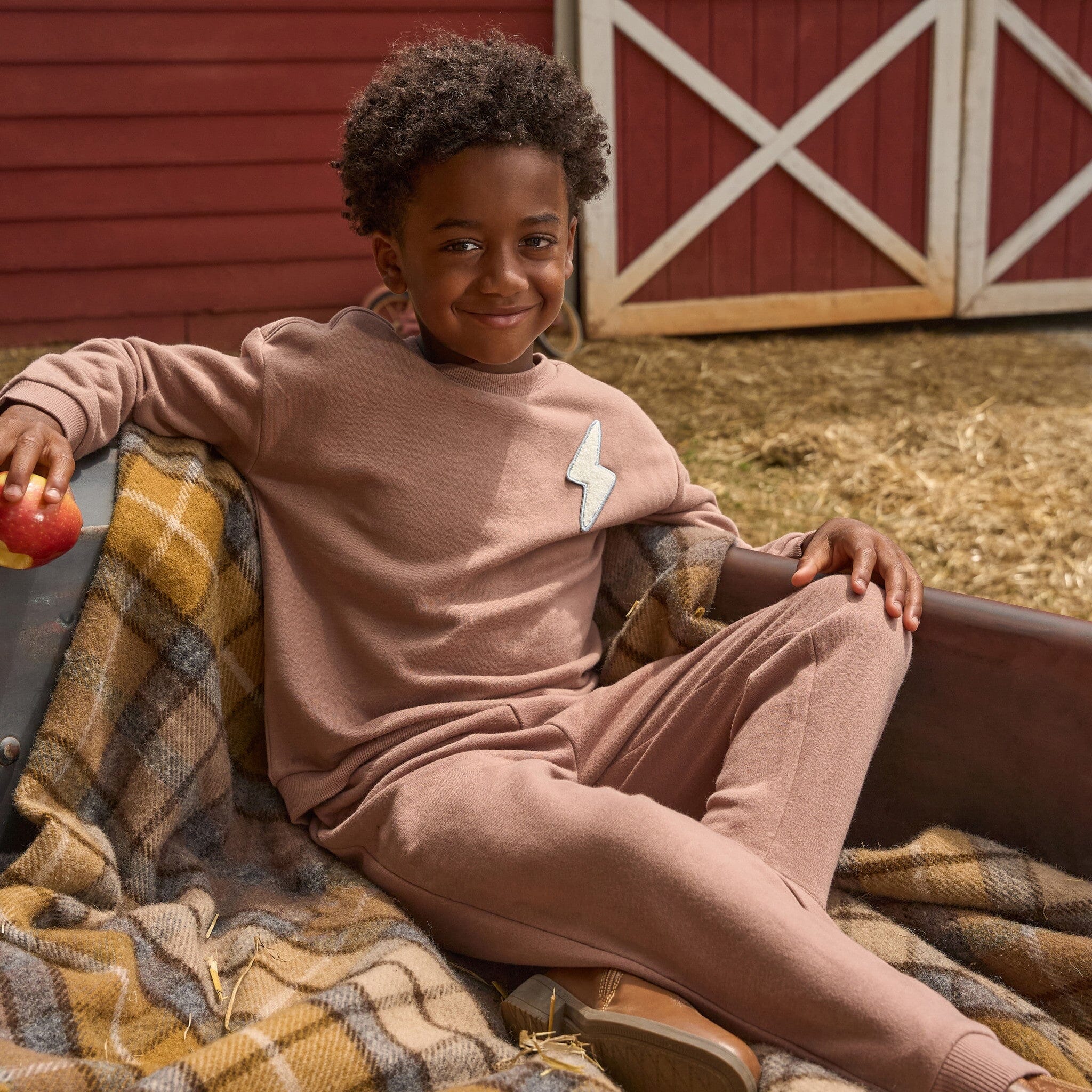 2-Piece Boys Lightning Brown Sweatshirt and Jogger Set - Image 2