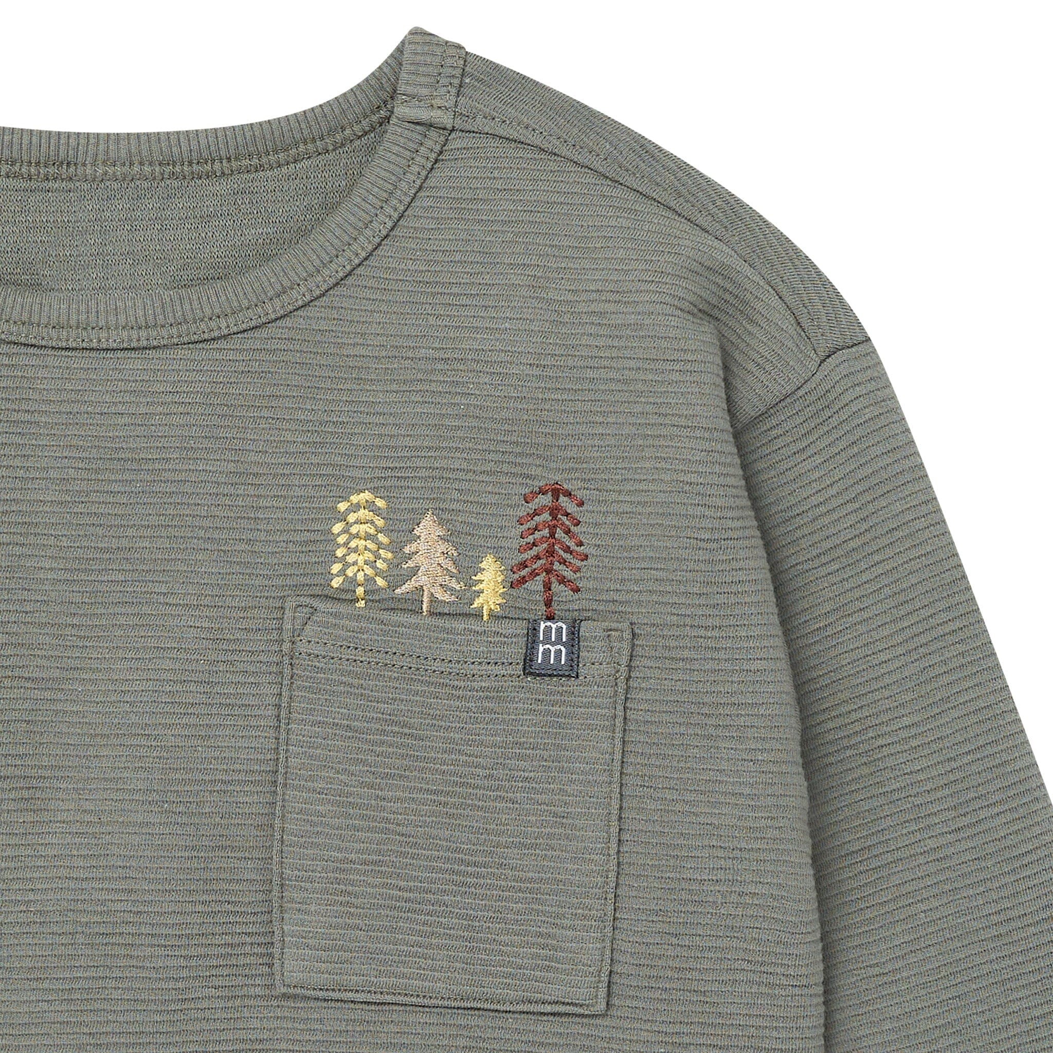 2-Piece Boys Olive Green Trees Long Sleeve T-Shirt and Jogger Set - Image 3
