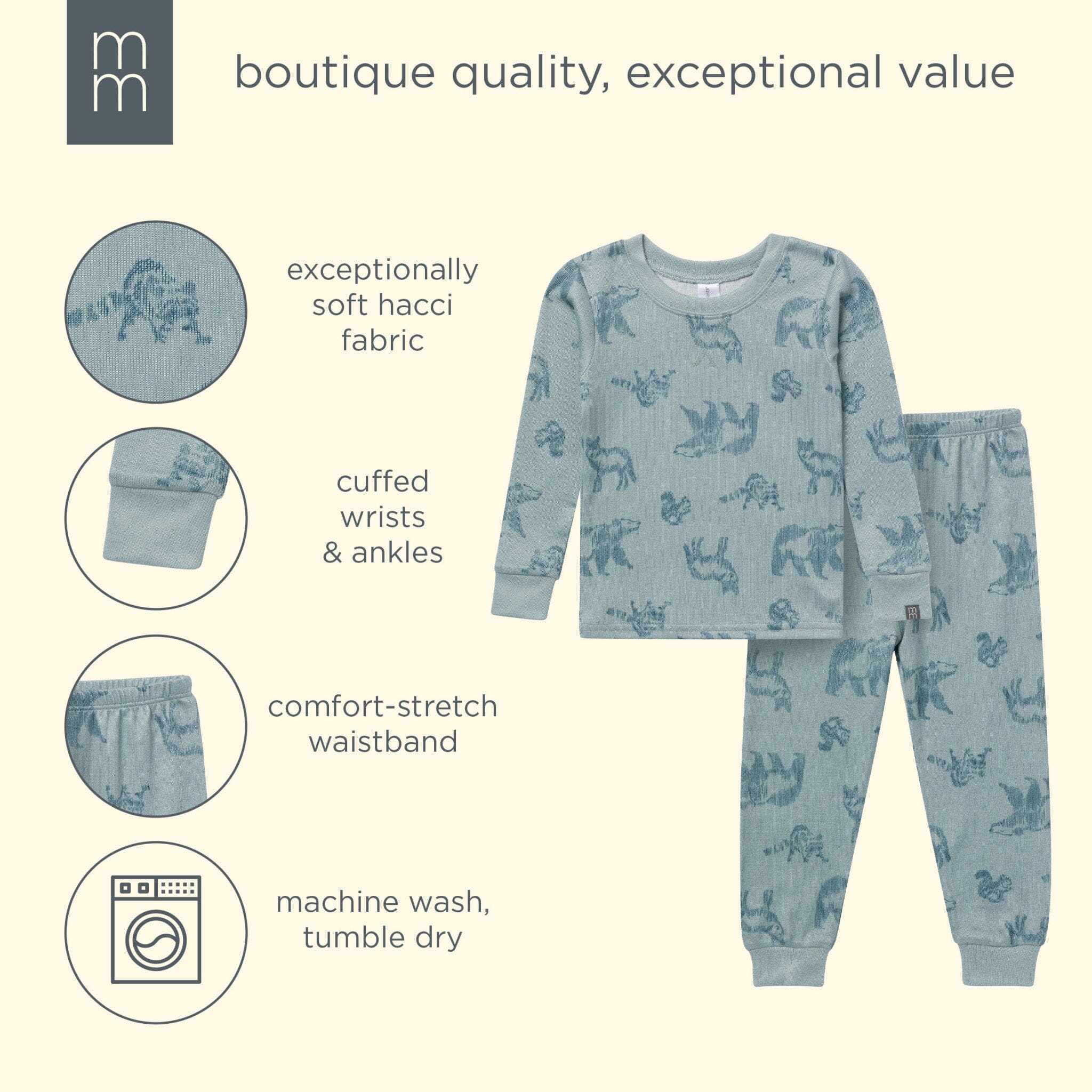 2-Piece Boys Woodland Animals Snug Fit Pajama Set - Image 8