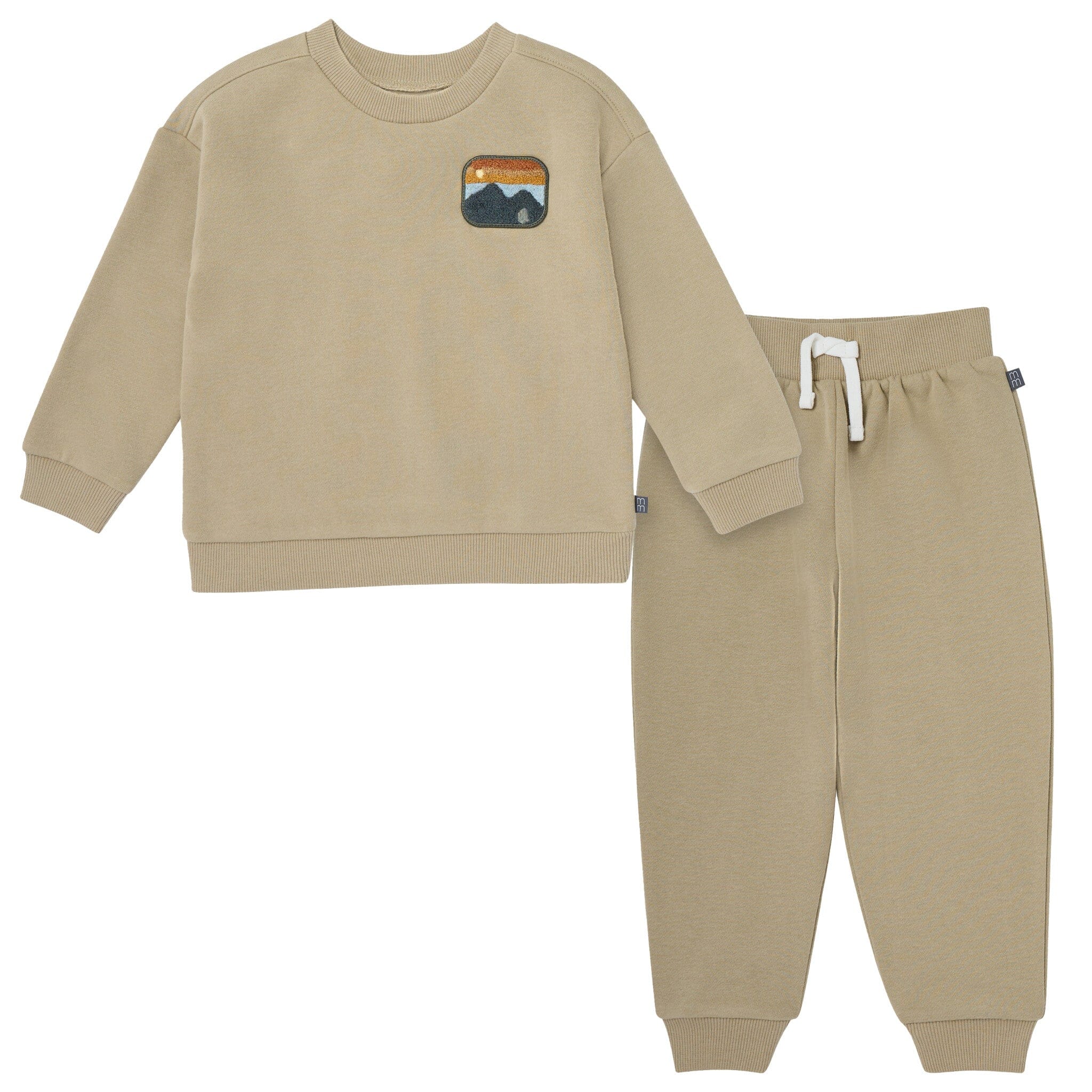 2-Piece Boys Olive Mountain Sweatshirt and Jogger Set