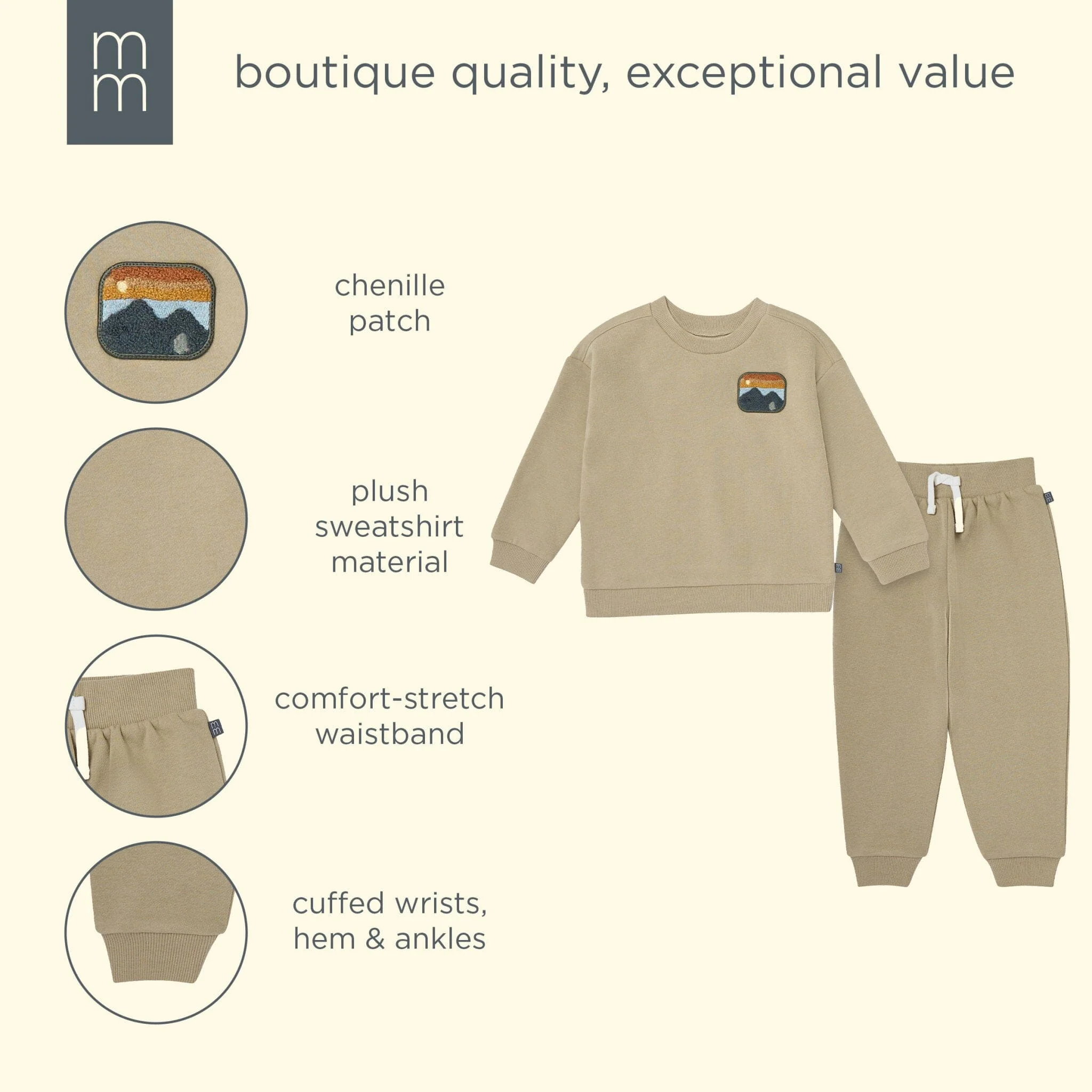 2-Piece Boys Olive Mountain Sweatshirt and Jogger Set - Image 10