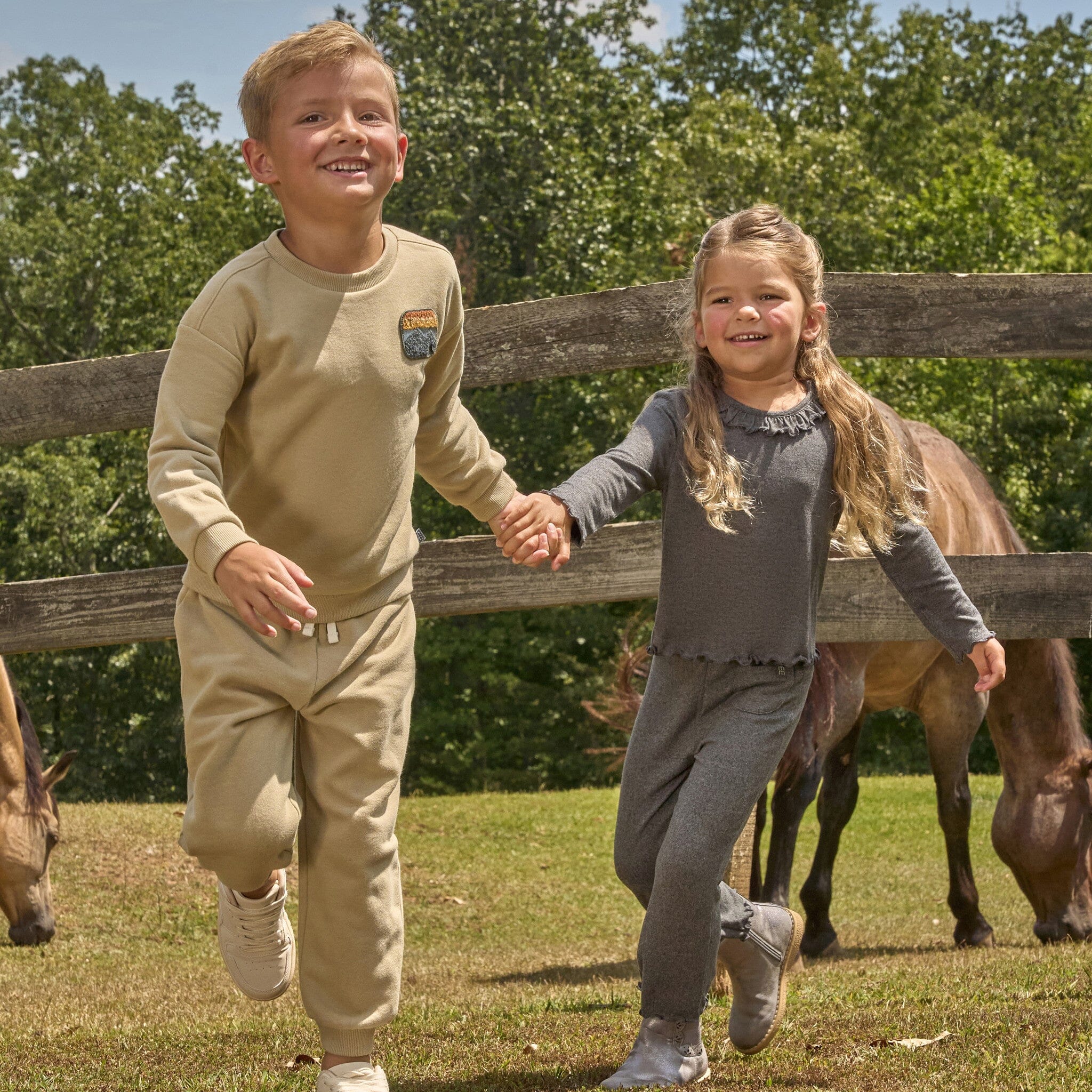 2-Piece Boys Olive Mountain Sweatshirt and Jogger Set - Image 2