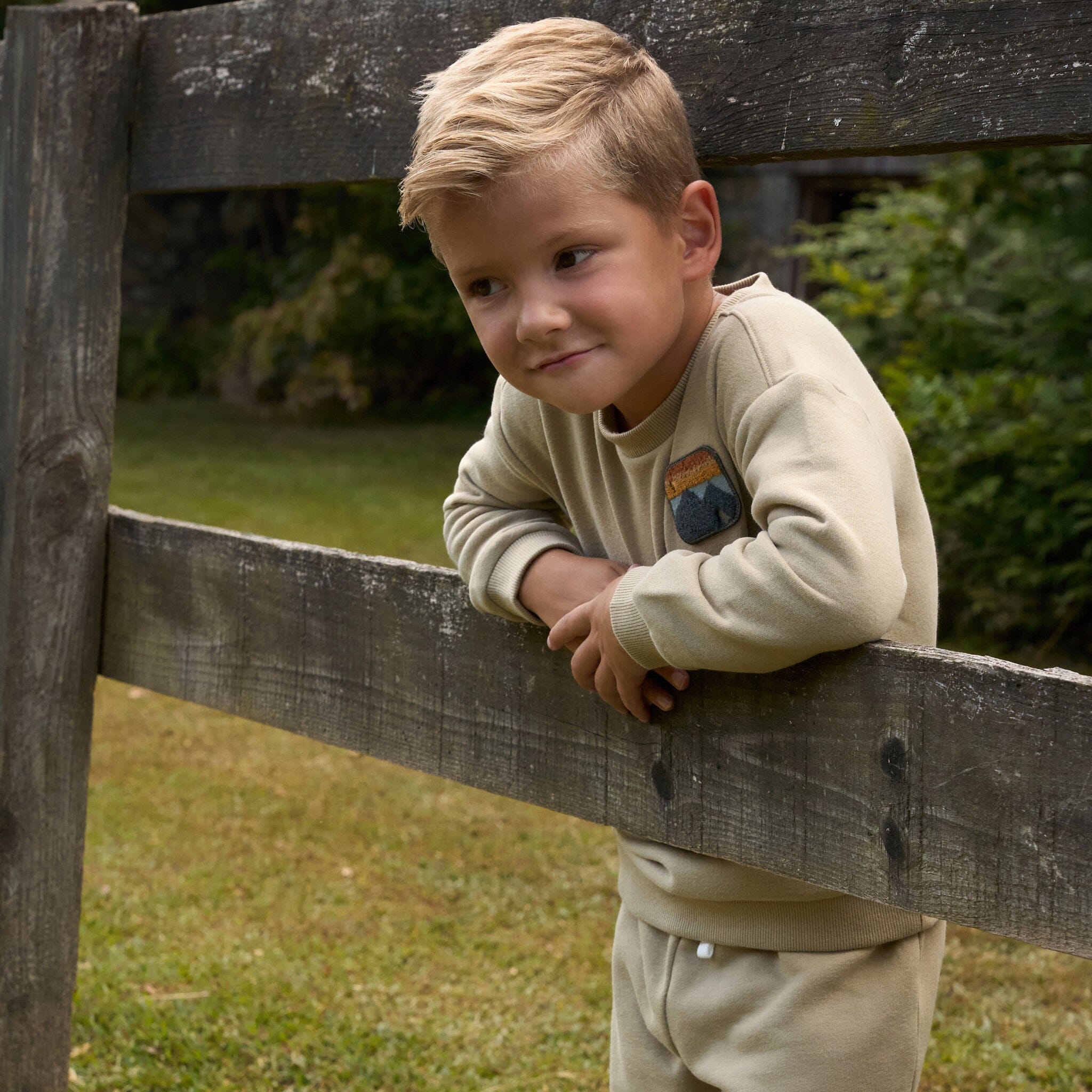 2-Piece Boys Olive Mountain Sweatshirt and Jogger Set - Image 3