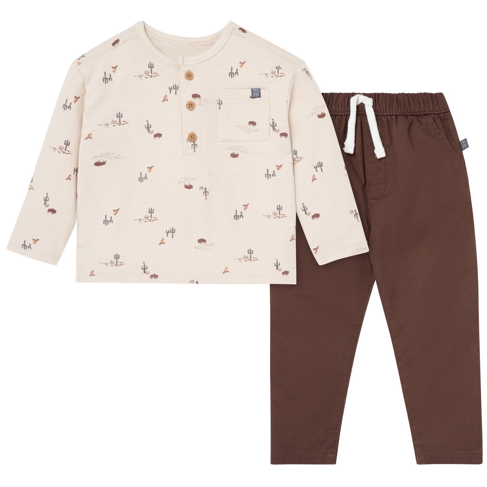 2-Piece Infant & Toddler Boys Buffalo Desert Henley Top and Pant Set