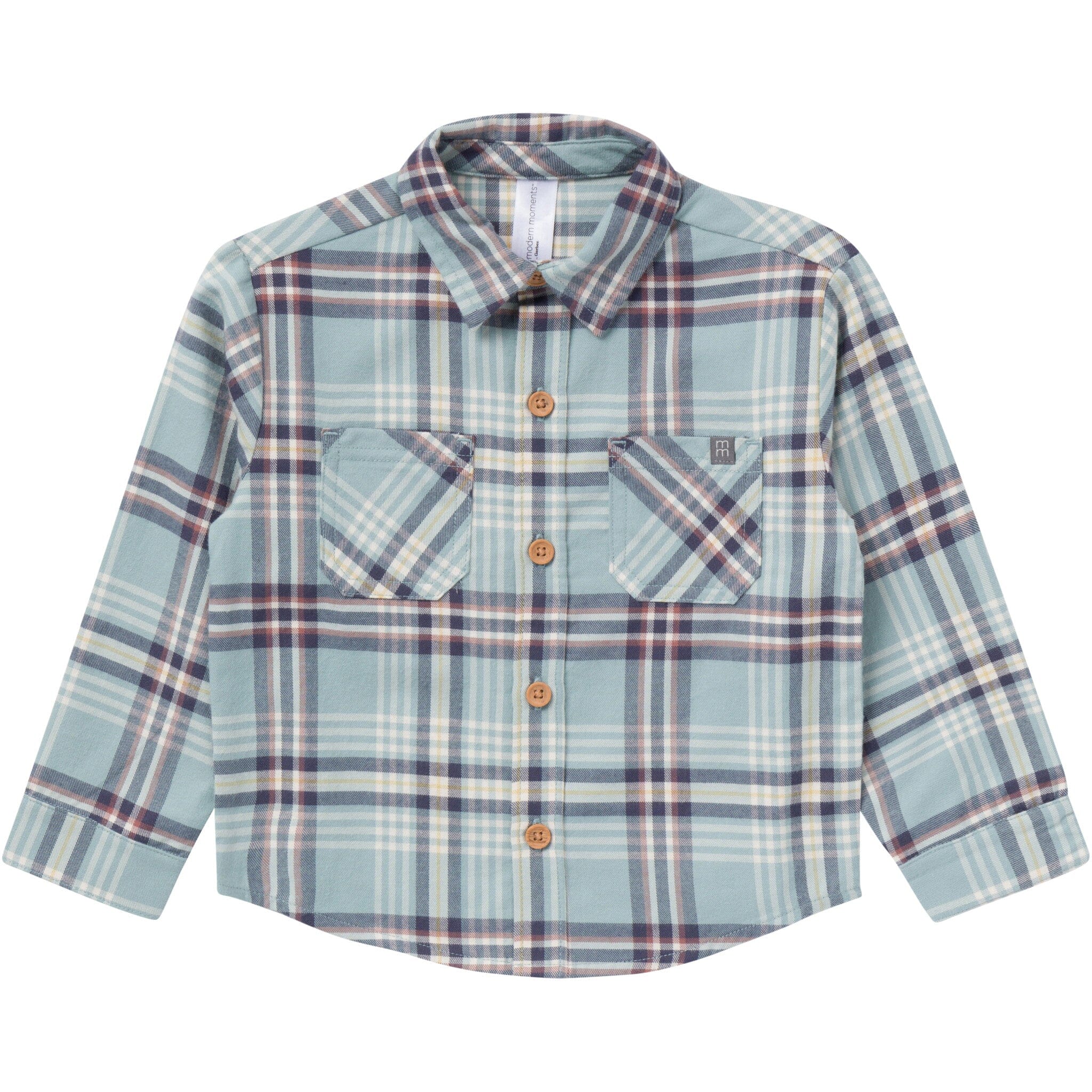 2-Piece Boys Blue Plaid Shirt and Pant Set - Image 2