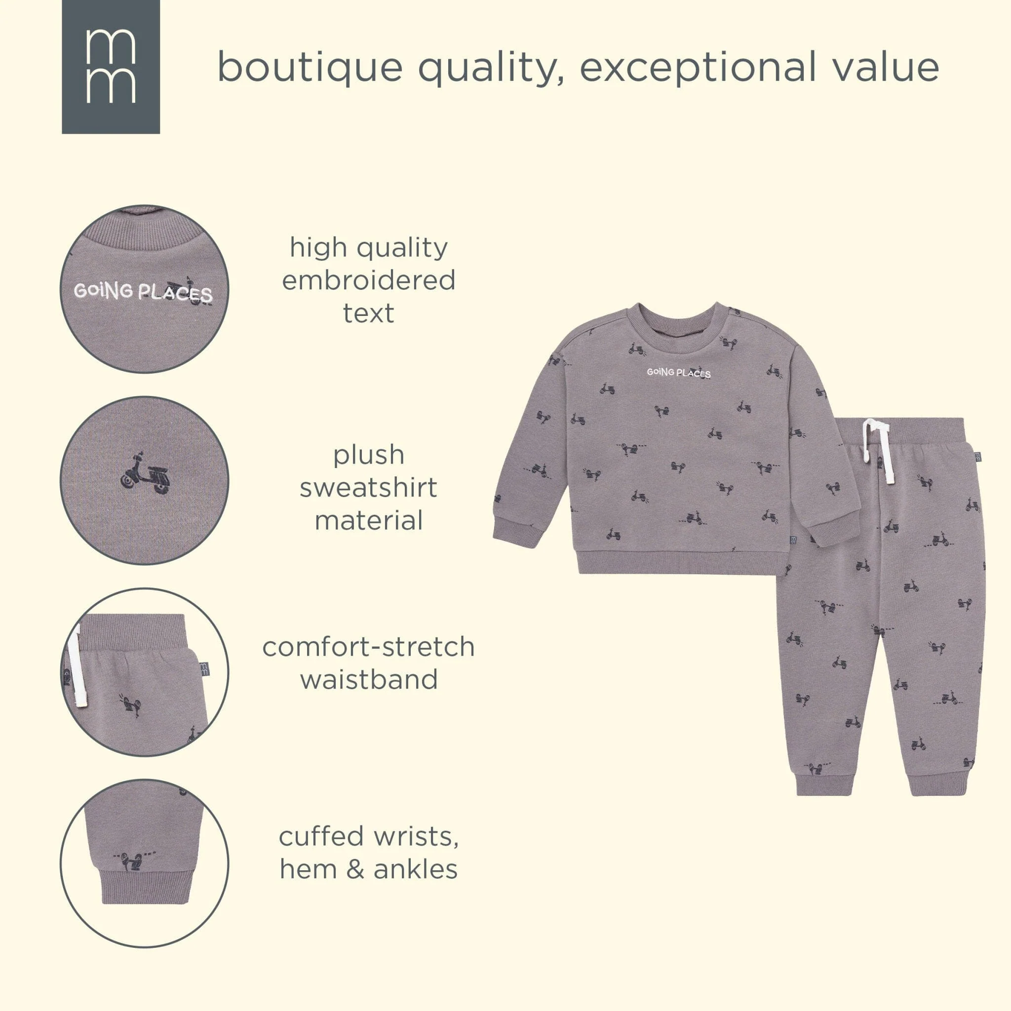 2-Piece Boys Grey Scooter Sweatshirt and Jogger Set - Image 10