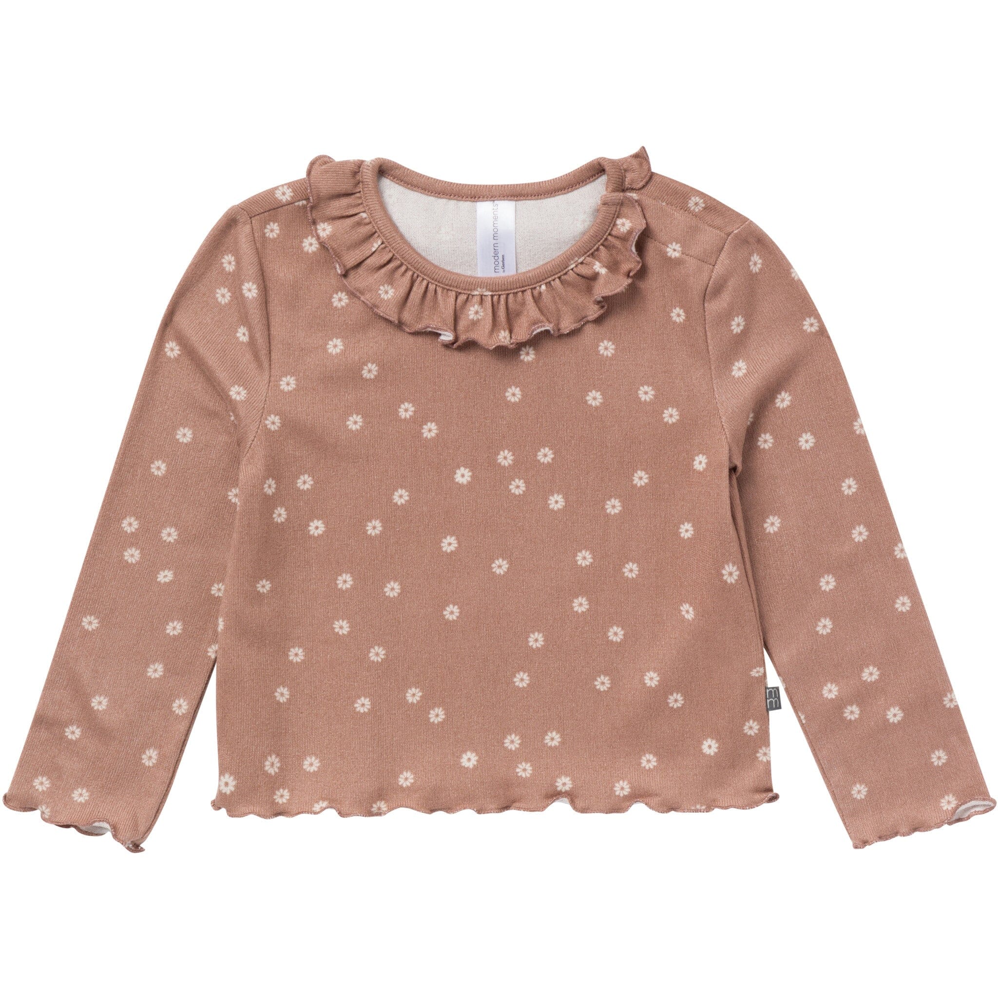 2-Piece Girls Brown Daisies Ruffle Collar Top and Flare Pant Set - Image 2
