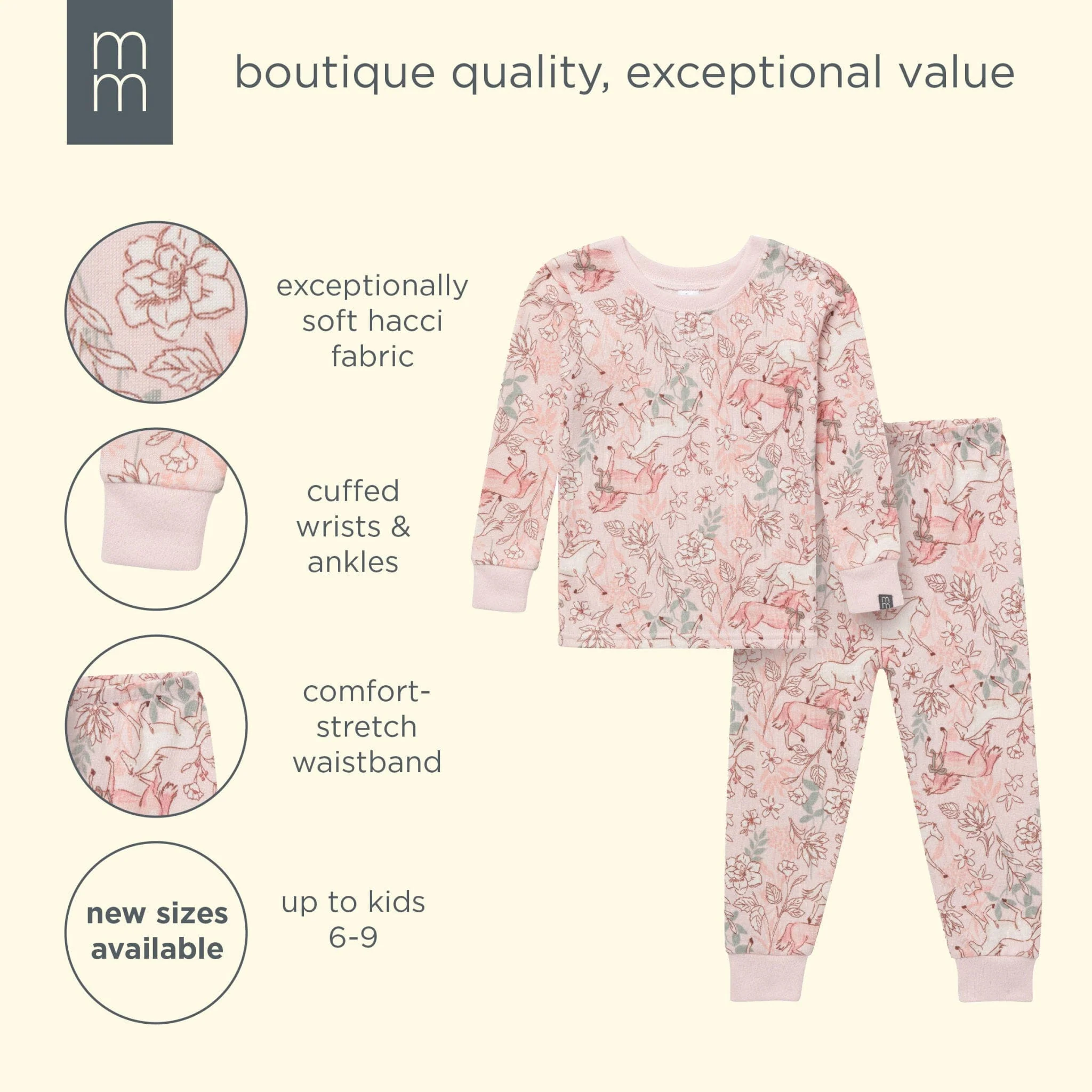 2-Piece Girls Horses Snug Fit Pajama Set - Image 8