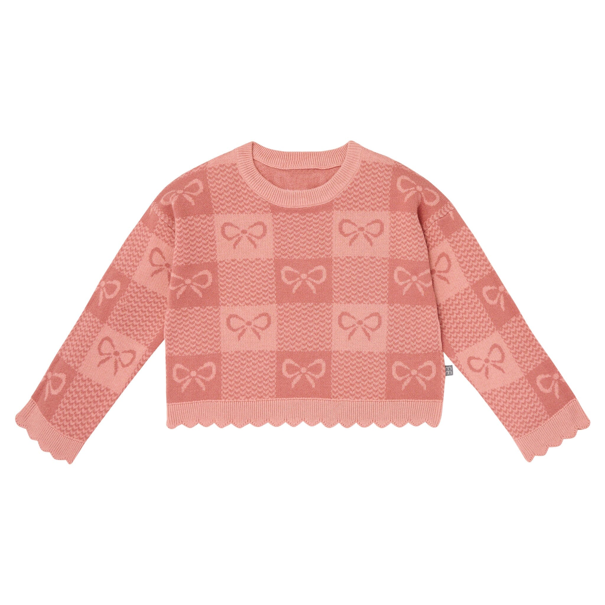 2-Piece Girls Pink Bows Check Sweater Top and Pant Set - Image 4