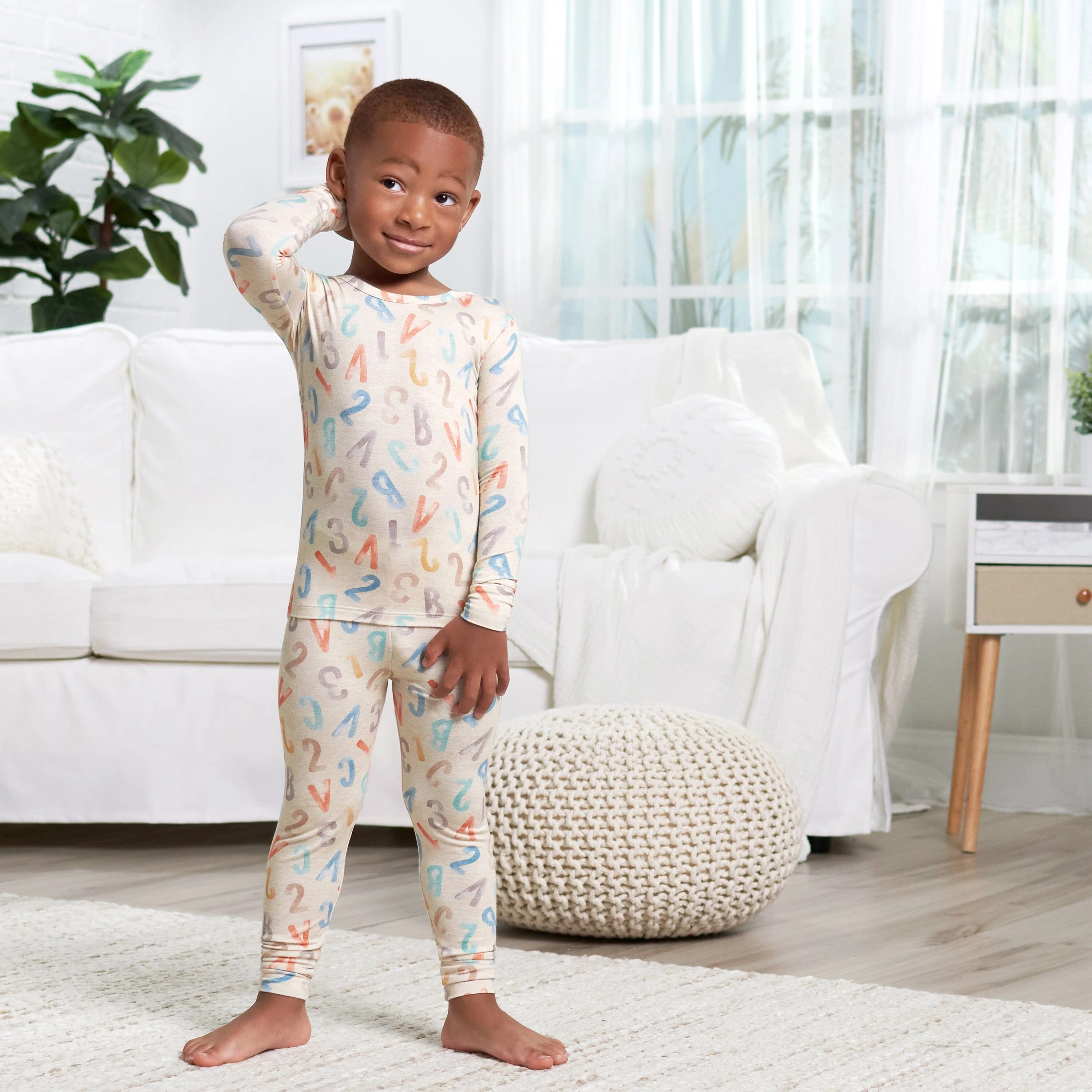 2-Piece Infant & Toddler Alphabet Soup Buttery Soft Viscose Made from Eucalyptus Snug Fit Pajamas - Image 3