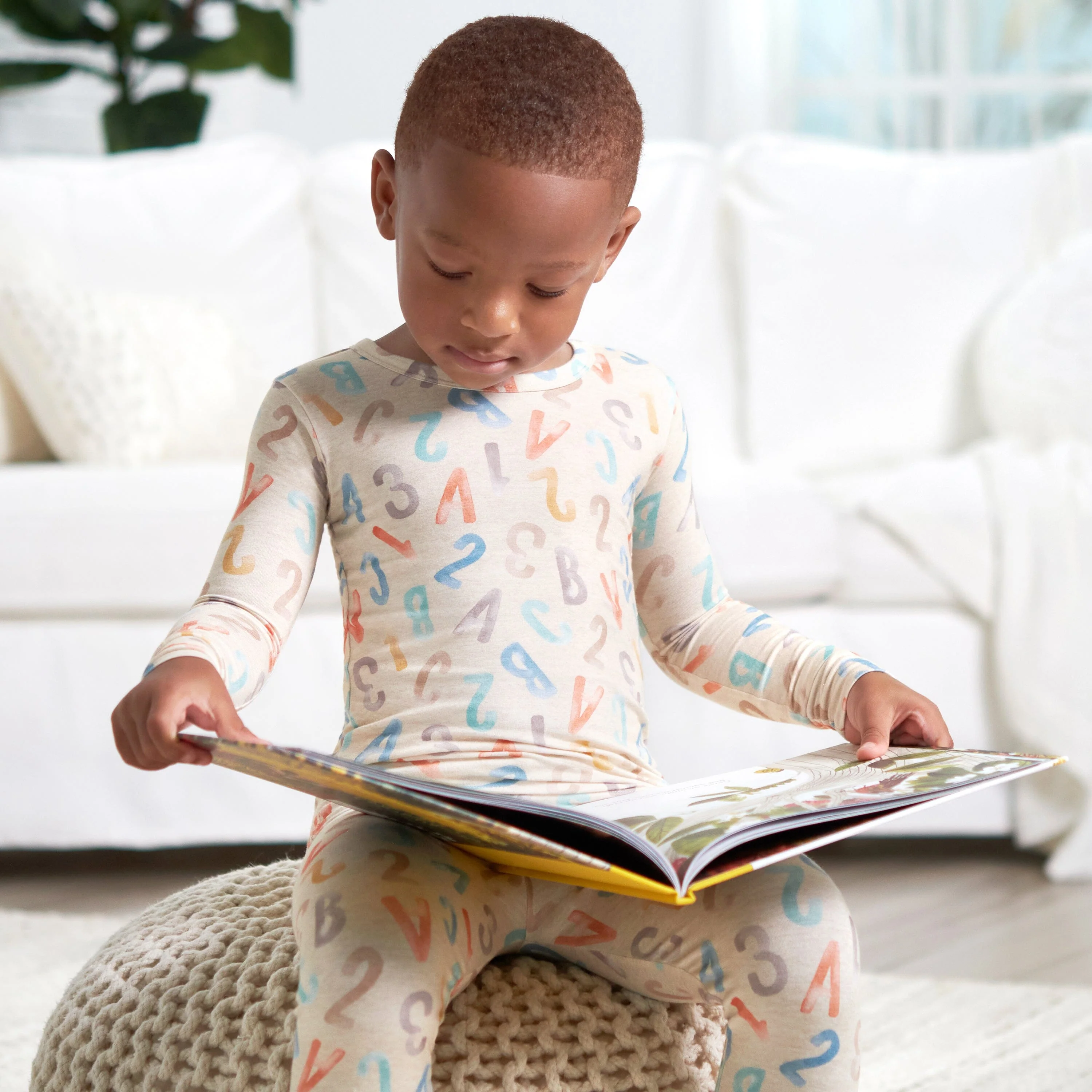 2-Piece Infant & Toddler Alphabet Soup Buttery Soft Viscose Made from Eucalyptus Snug Fit Pajamas - Image 4