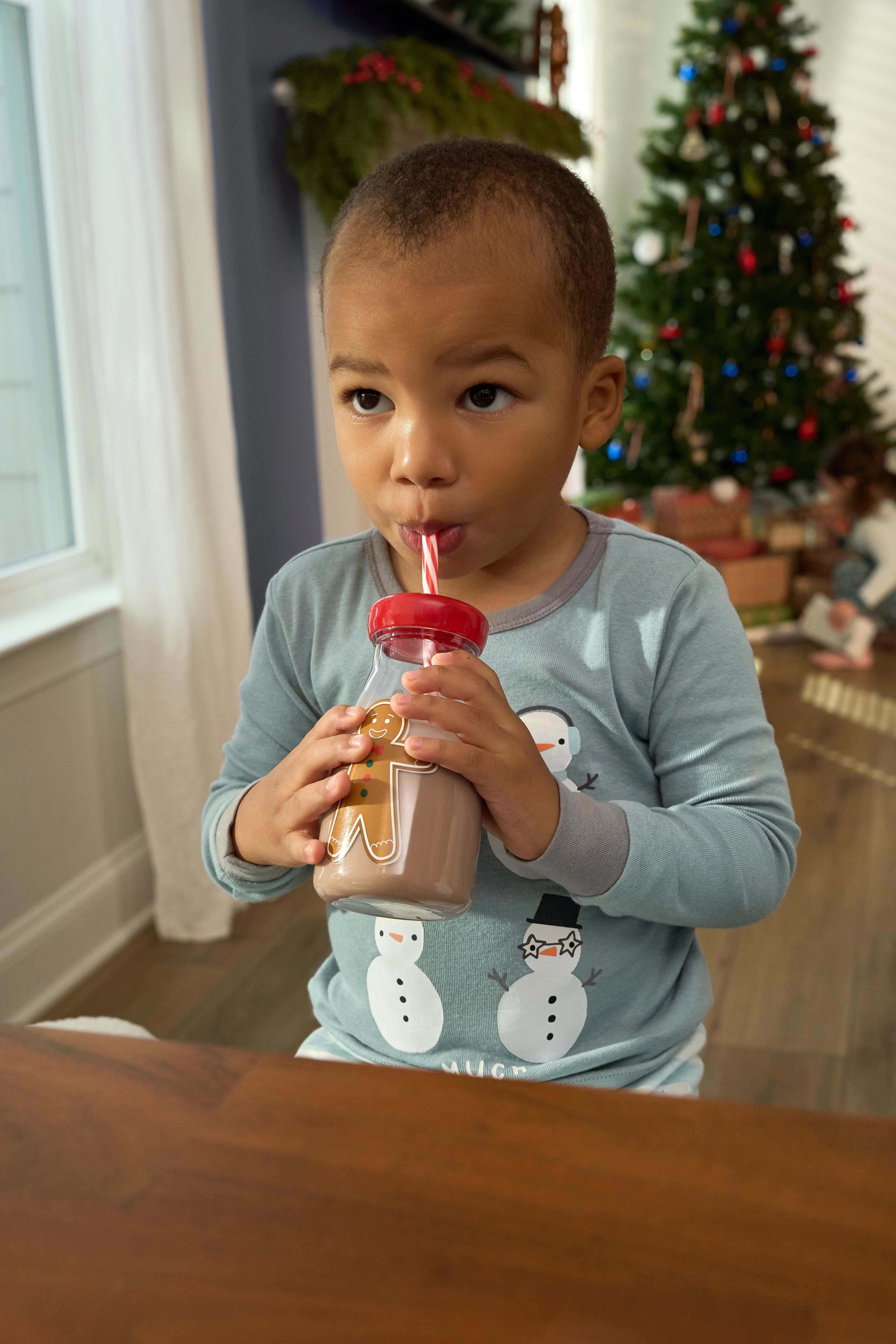 2-Piece Infant & Toddler Snowman Stripe Snug Fit Pajama Set - Image 2