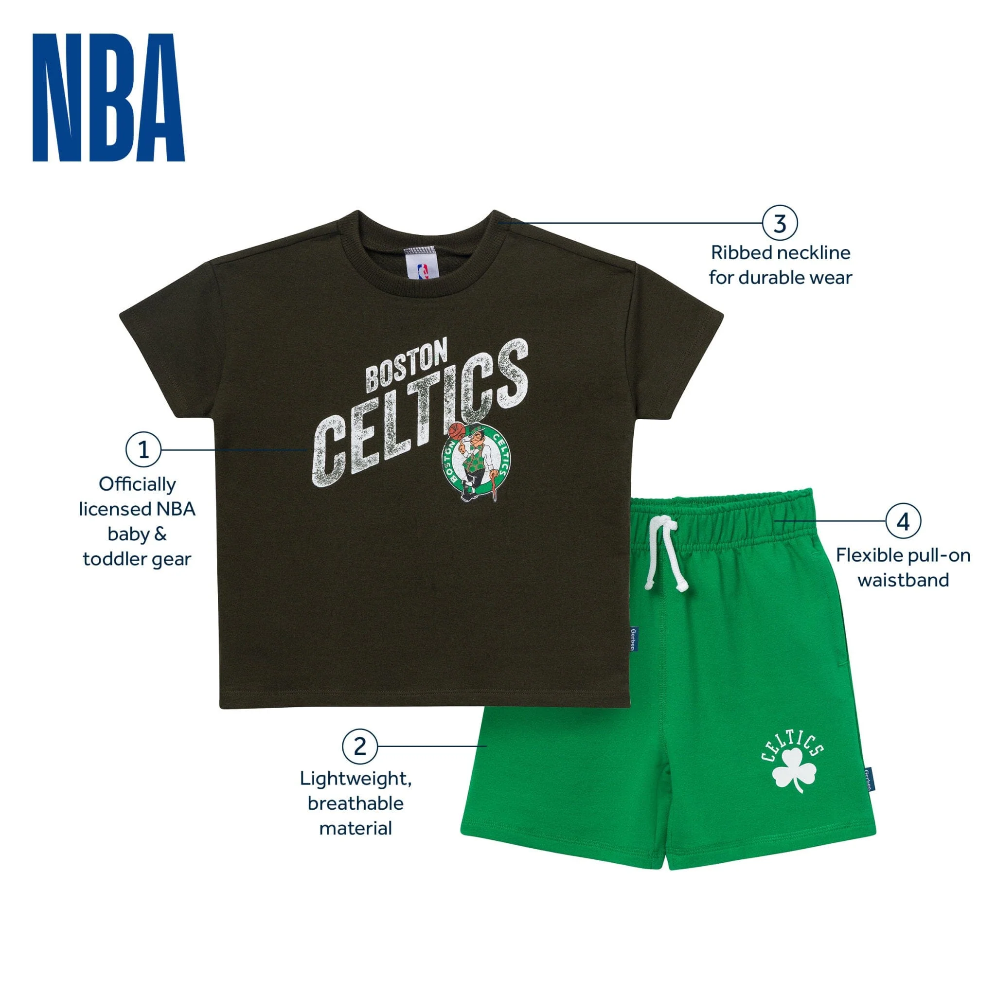 2-Piece Infant & Toddler Boys Boston Celtics T-Shirt & Shorts Set - Image 5