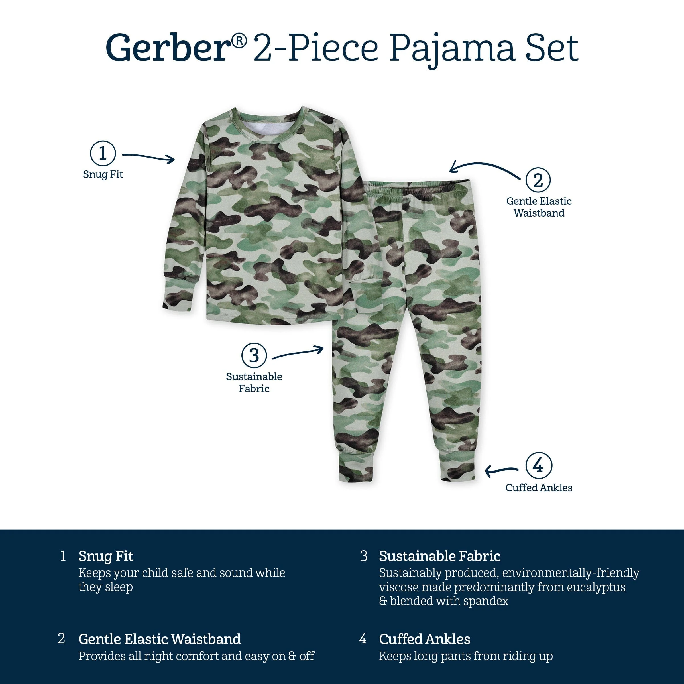 2-Piece Infant & Toddler Hide & Seek Camo Buttery Soft Viscose Made from Eucalyptus Snug Fit Pajamas - Image 8