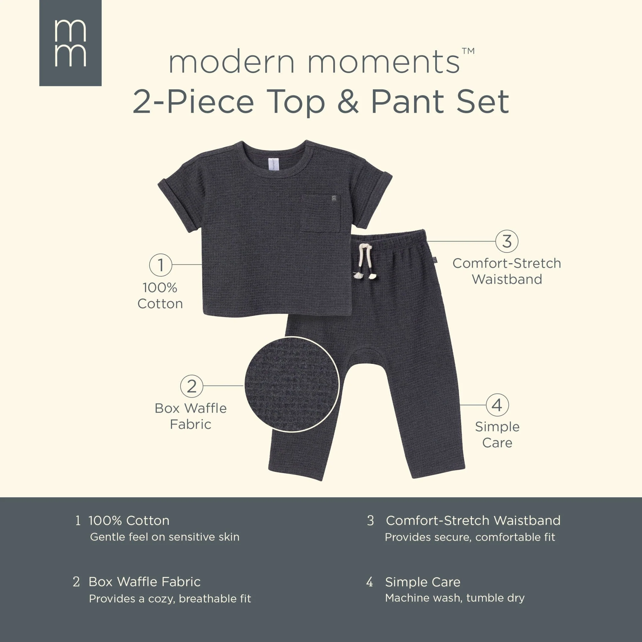 2-Piece Infant & Toddler Boys Charcoal Heather Pants and Shirt Set - Image 7