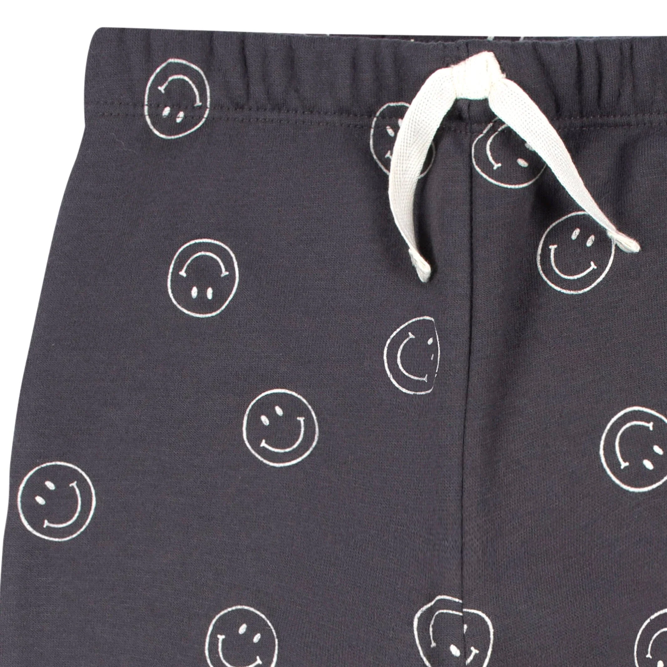 2-Piece Infant and Toddler Boys Charcoal Smiley Sweatshirt & Pant Set - Image 4