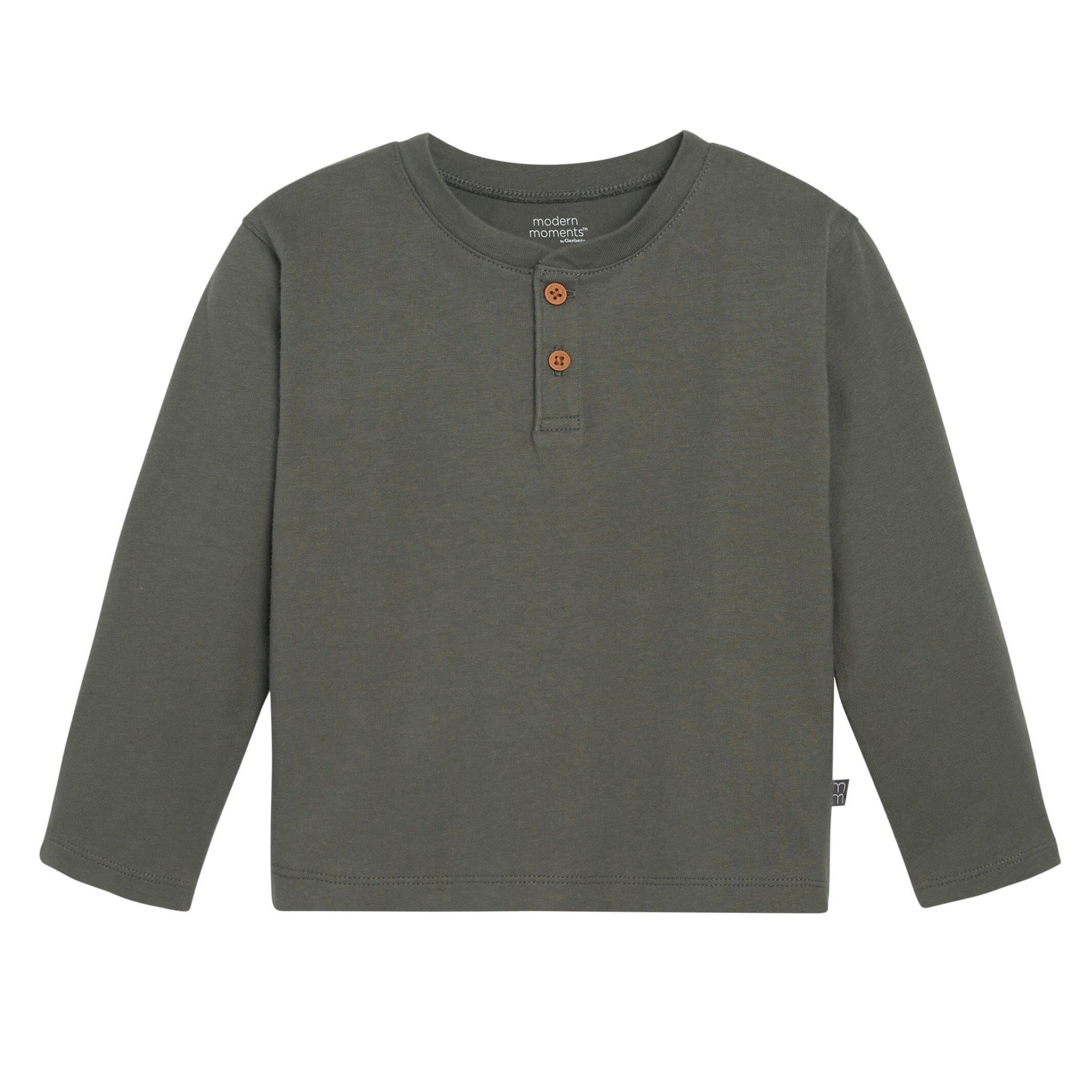 2-Piece Infant & Toddler Boys Dark Green Henley Shirt and Pant Set - Image 5